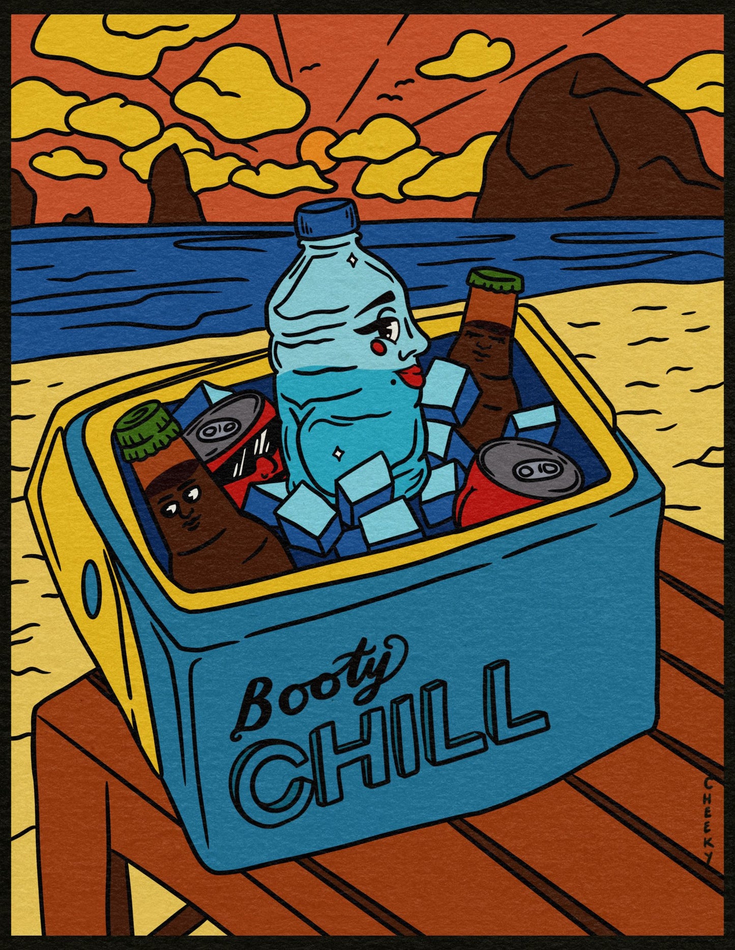 Booty Chillin At The Coast Art Print - Cheeky Art Studio - art - Beach - cannon beach - Artwork - Portland, Oregon - Asian American Artist