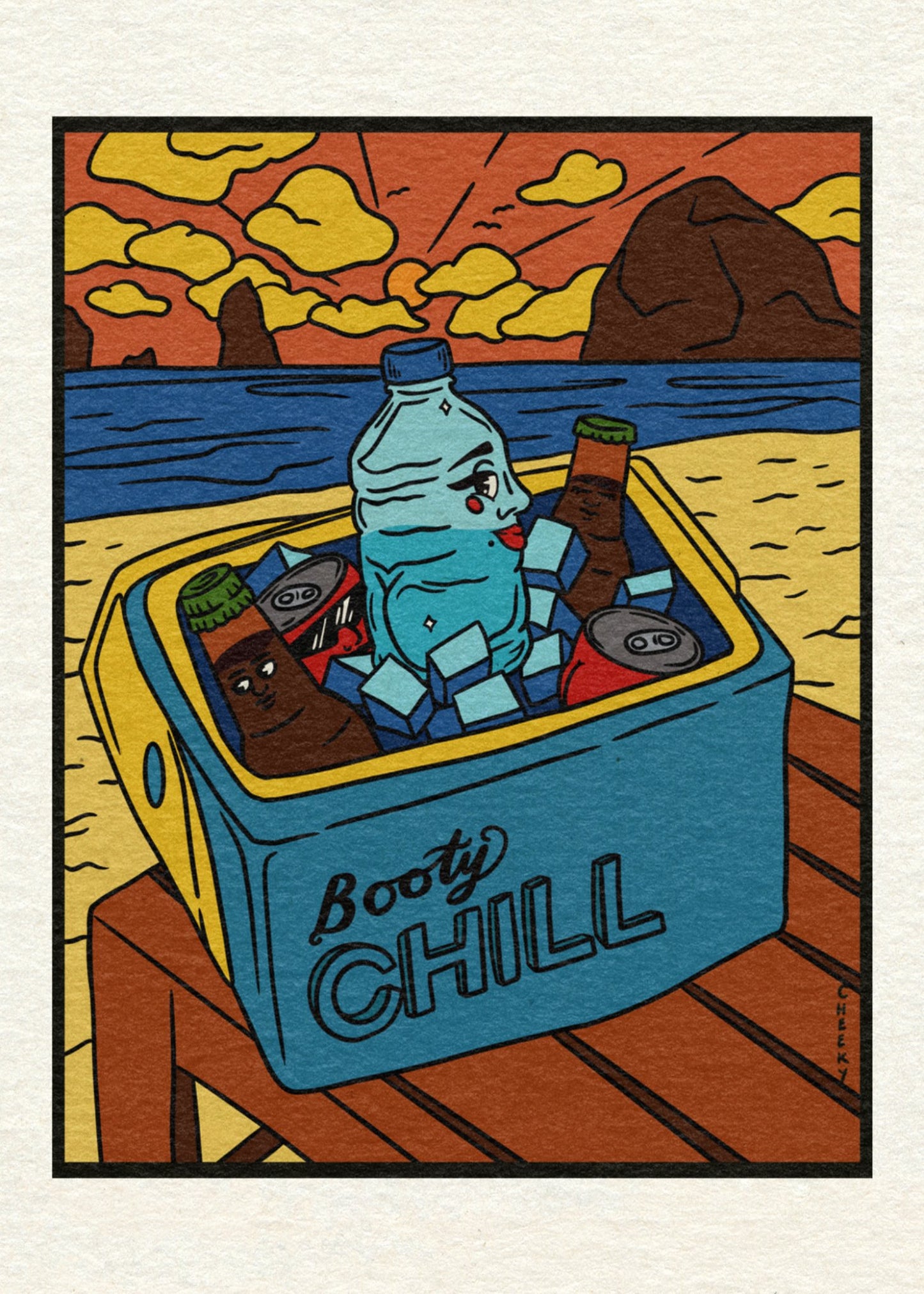 Booty Chillin At The Coast Art Print - Cheeky Art Studio - art - Beach - cannon beach - Artwork - Portland, Oregon - Asian American Artist