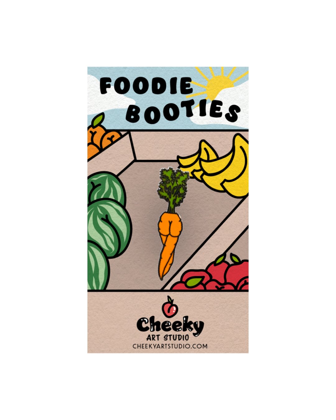Carrot Booty Enamel Pin - Cheeky Art Studio - allison thompson - allisthompson - art - Enamel Pins - Portland, Oregon - Asian American Artist