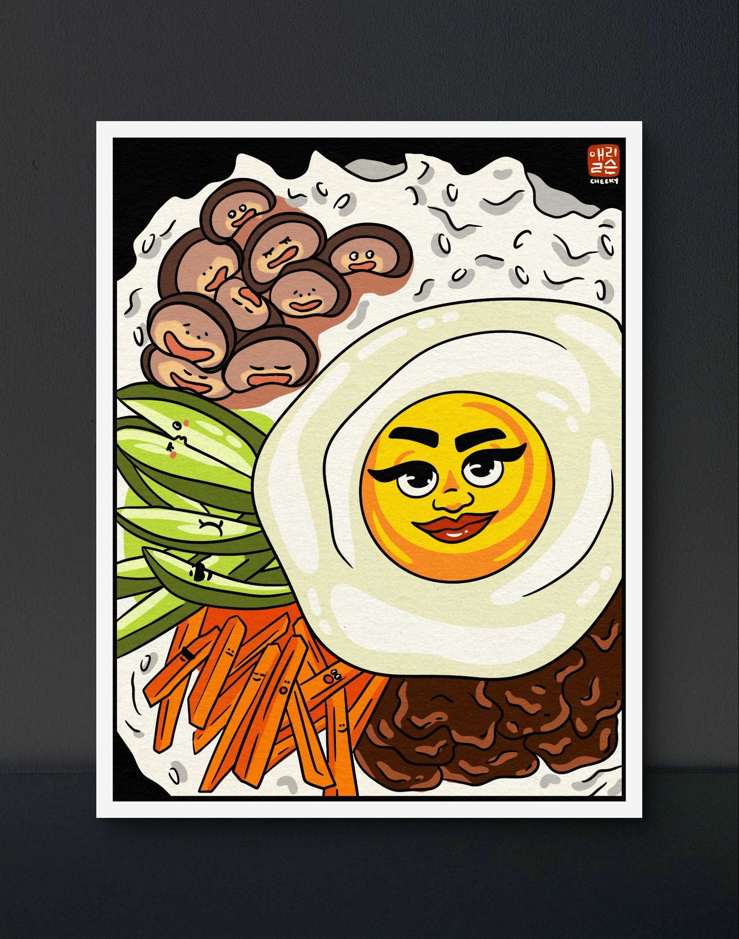 Cheeky Bibimbap Art Print - Cheeky Art Studio - art - korean - mushies - Artwork - Portland, Oregon - Asian American Artist
