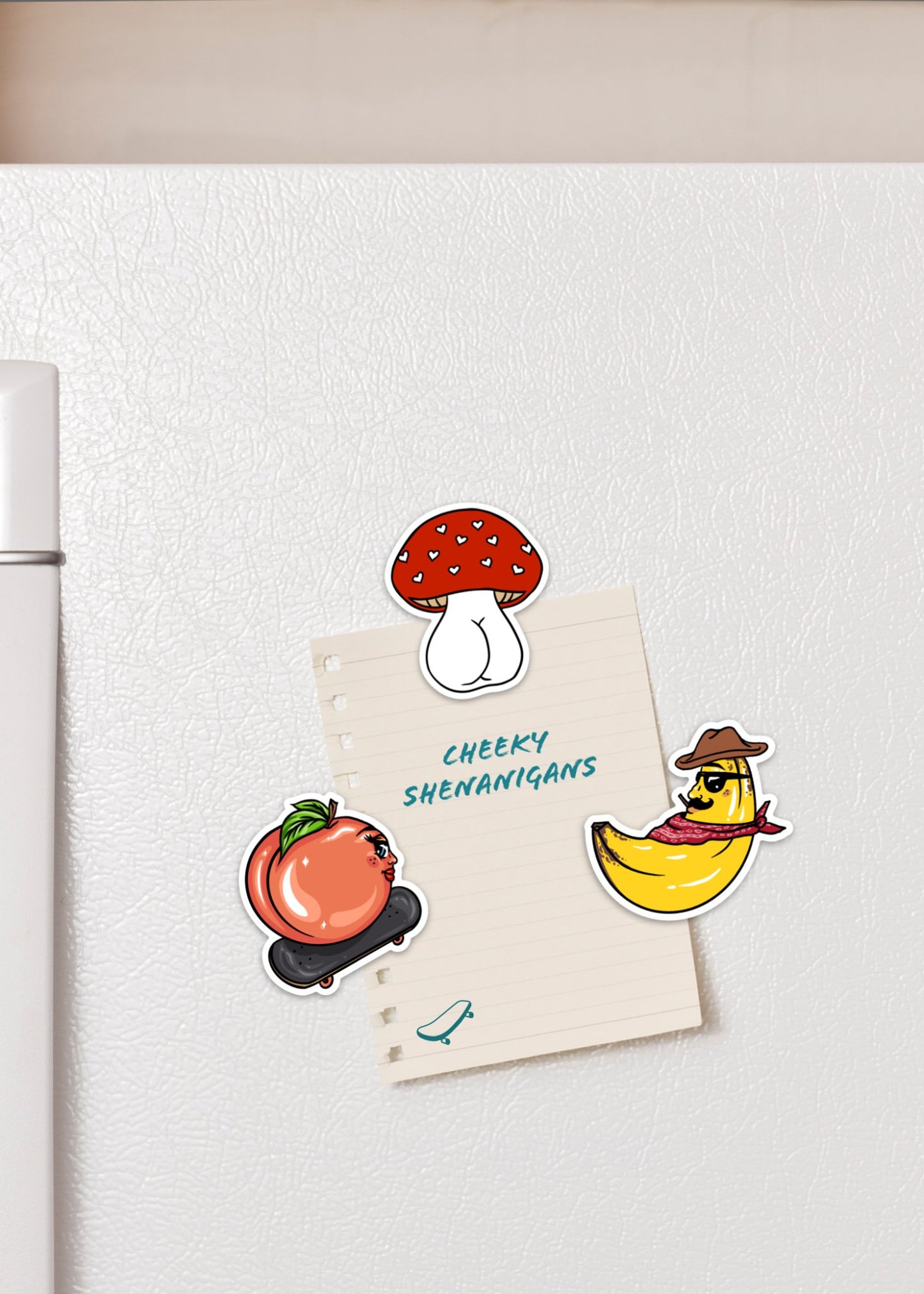 Cheeky Shenanigans Fridge Magnet Pack - Cheeky Art Studio - banana - banana buz - Cowboy - Magnet - Portland, Oregon - Asian American Artist