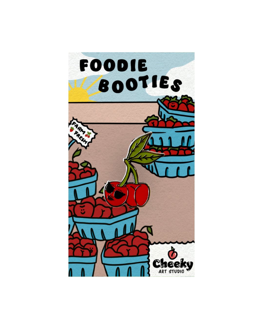 Cherry Booty Enamel Pin - Cheeky Art Studio - allison thompson - allisthompson - art - Enamel Pins - Portland, Oregon - Asian American Artist