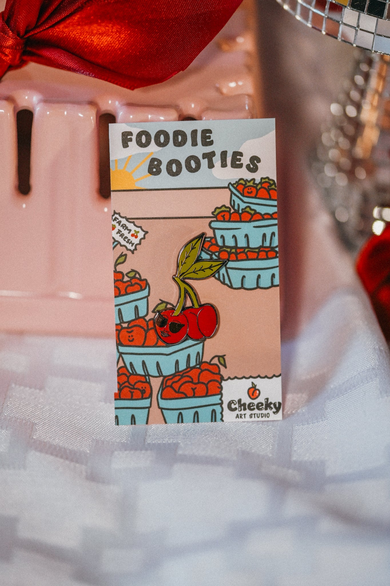 Cherry Booty Enamel Pin - Cheeky Art Studio - allison thompson - allisthompson - art - Enamel Pins - Portland, Oregon - Asian American Artist
