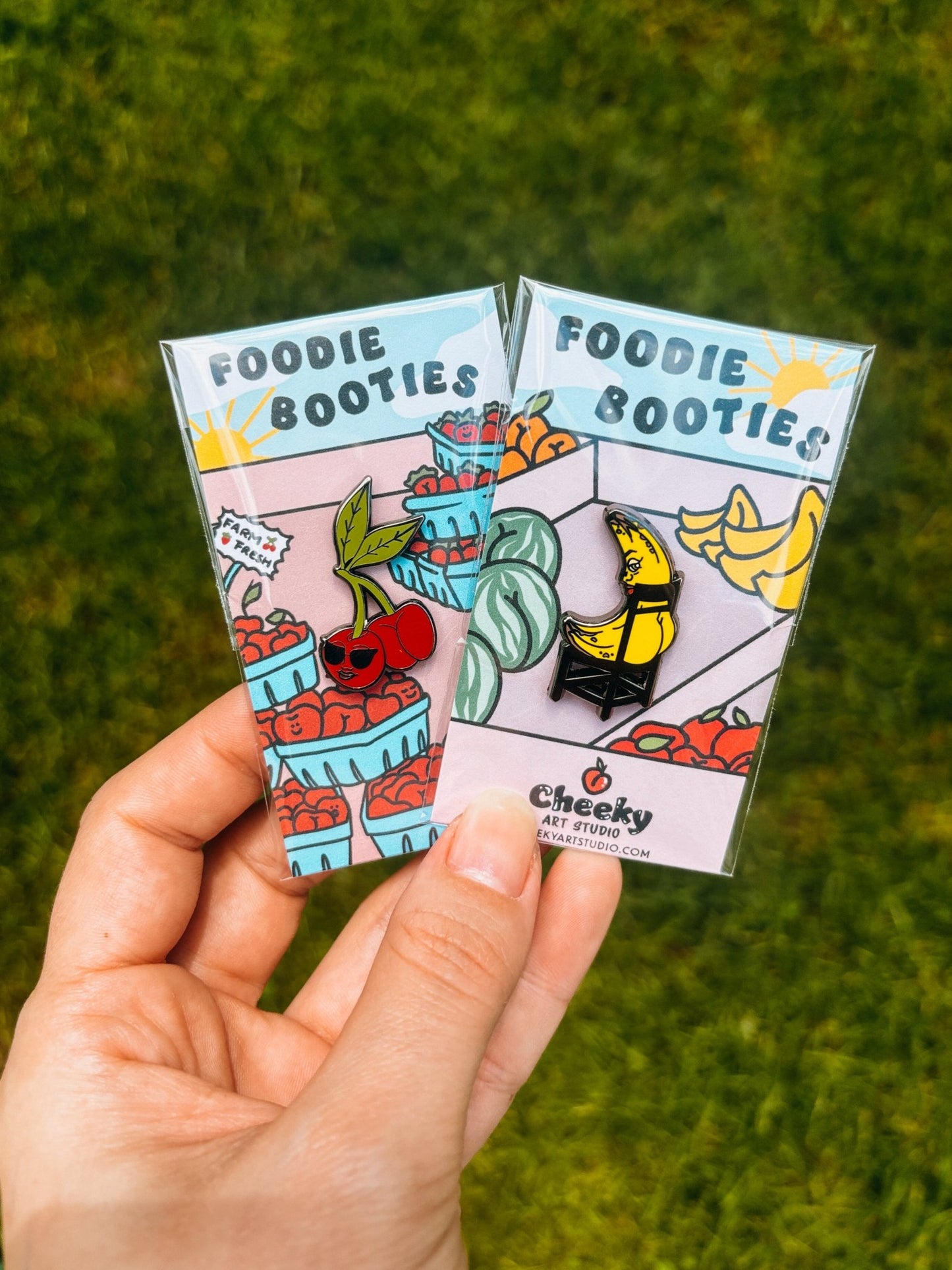 Cherry Booty Enamel Pin - Cheeky Art Studio - allison thompson - allisthompson - art - Enamel Pins - Portland, Oregon - Asian American Artist