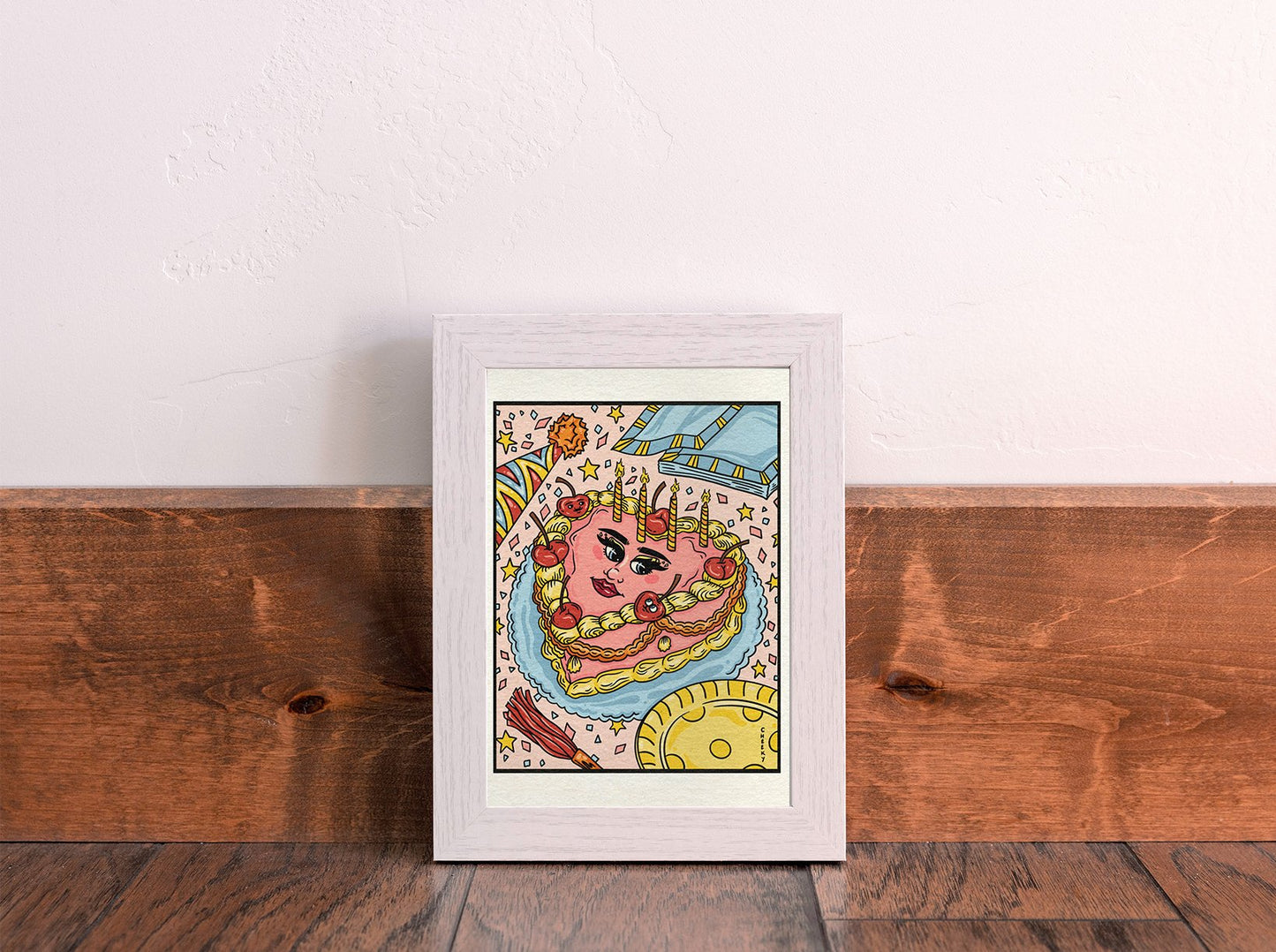 Cherrylicious Booty Bash Art Print - Cheeky Art Studio - art - birthday - cake - Artwork - Portland, Oregon - Asian American Artist