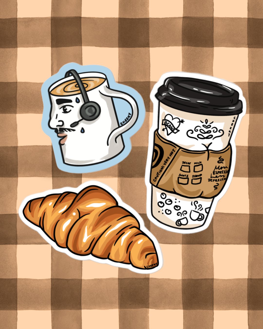 Coffee Pals Sticker Pack - Cheeky Art Studio - bakery - coffee - drip coffee - Electronics Stickers & Decals - Portland, Oregon - Asian American Artist