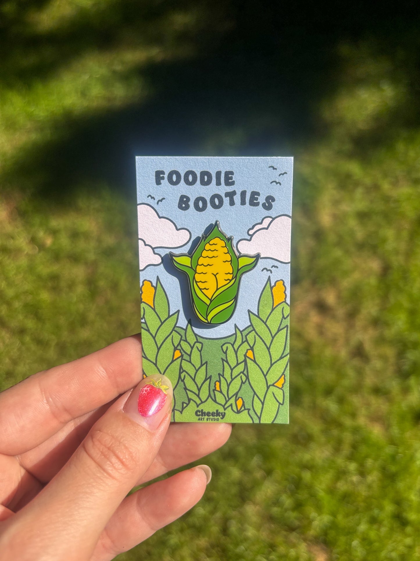 Corn Booty Enamel Pin - Cheeky Art Studio - Adult gifts - allison thompson - allisthompson - Enamel Pins - Portland, Oregon - Asian American Artist