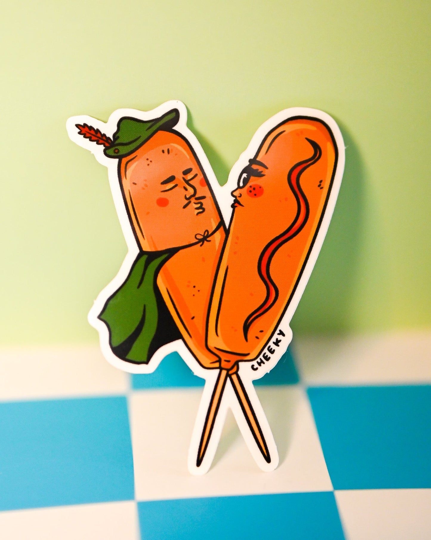 Corn Dog Lovers Vinyl Sticker - Cheeky Art Studio - allison thompson - allisthompson - art - Electronics Stickers & Decals - Portland, Oregon - Asian American Artist