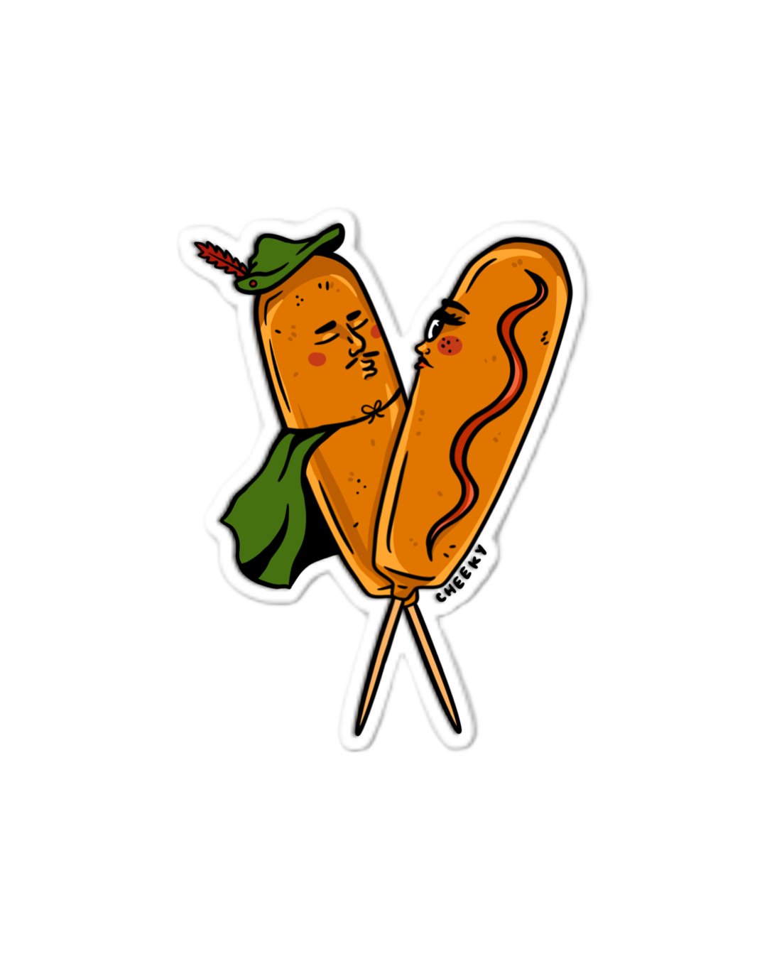 Corn Dog Lovers Vinyl Sticker - Cheeky Art Studio - allison thompson - allisthompson - art - Electronics Stickers & Decals - Portland, Oregon - Asian American Artist