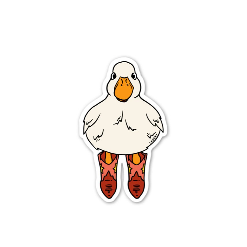 Cowboy Duck Vinyl Sticker - Cheeky Art Studio - allison thompson - allisthompson - art - Electronics Stickers & Decals - Portland, Oregon - Asian American Artist