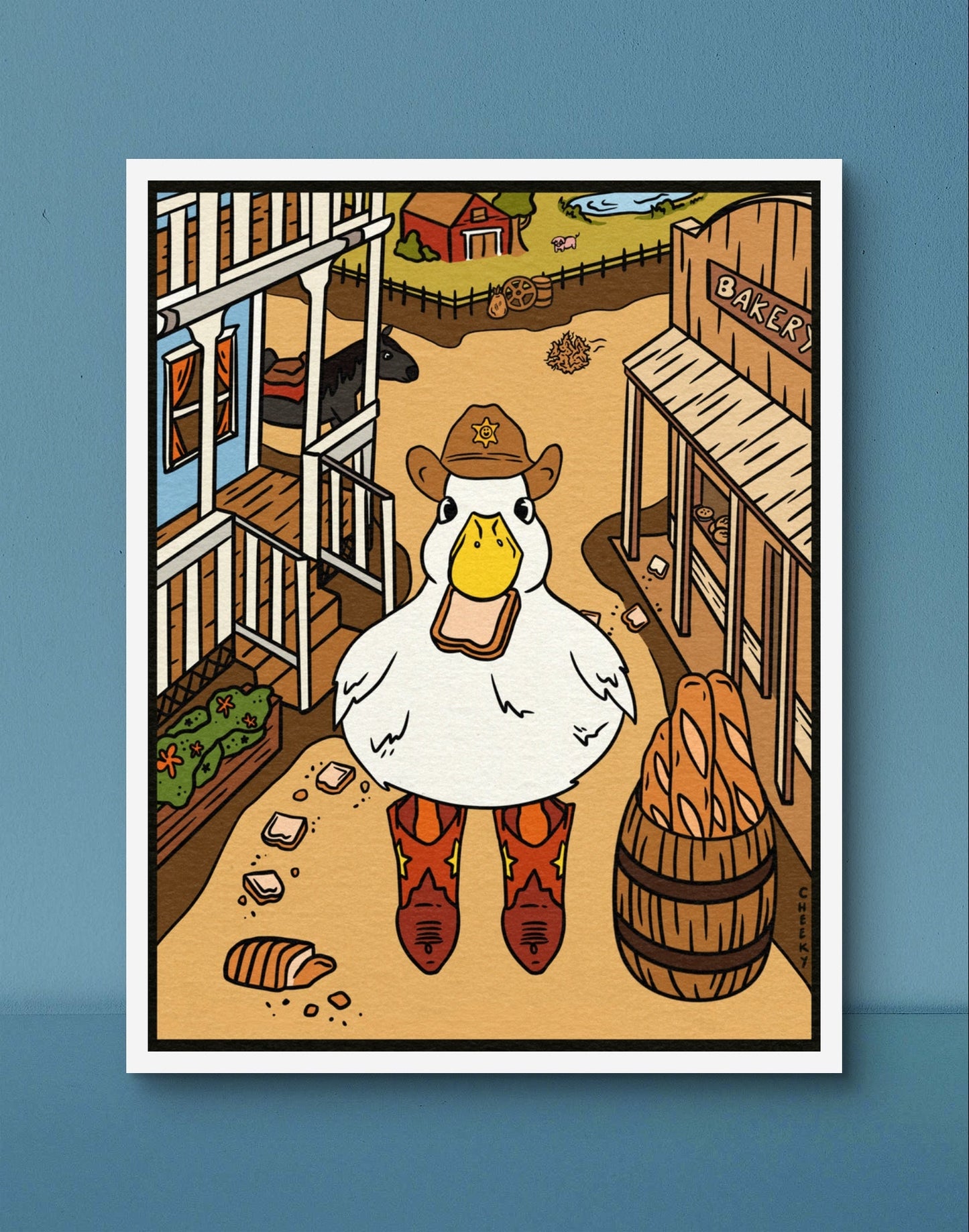 Cowboy Duckie Art Print - Cheeky Art Studio - art - cowboy - cute - Artwork - Portland, Oregon - Asian American Artist