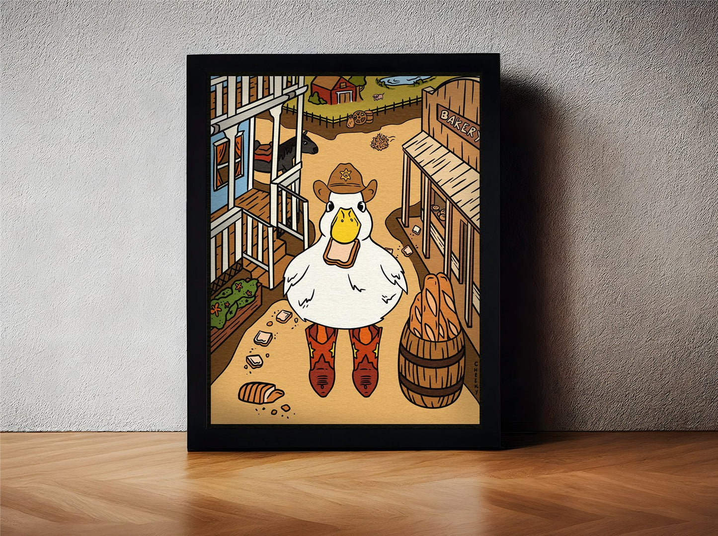 Cowboy Duckie Art Print - Cheeky Art Studio - art - cowboy - cute - Artwork - Portland, Oregon - Asian American Artist