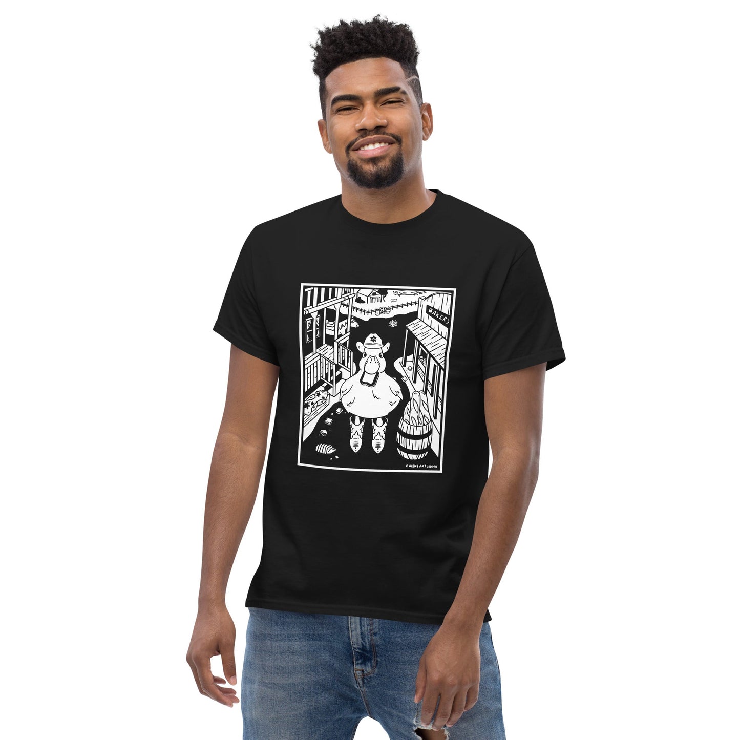 Cowboy Duckie T-Shirt - Cheeky Art Studio - Apparel - black - cowboy - Shirts & Tops - Portland, Oregon - Asian American Artist