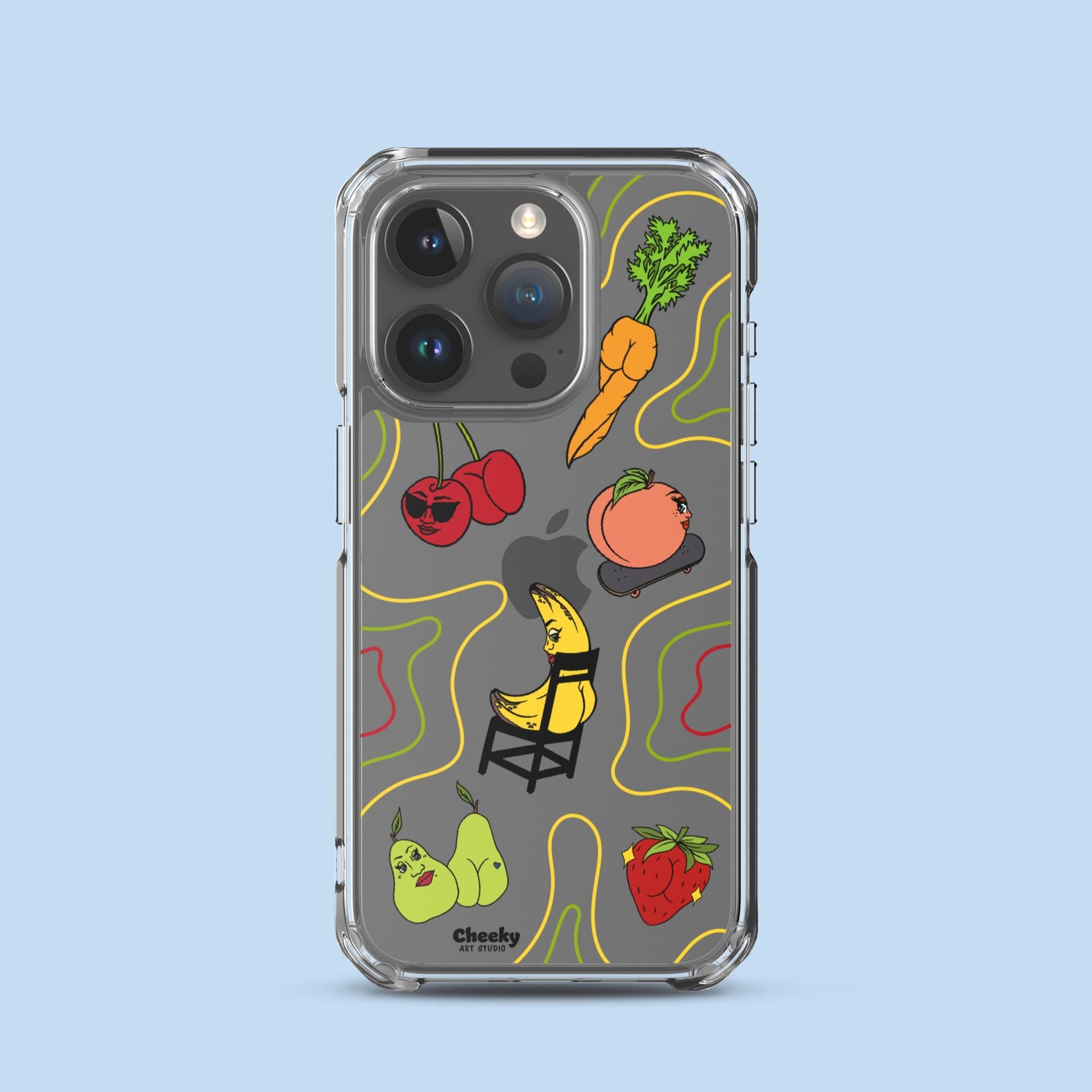 Foodie Booties Clear Phone Case - Cheeky Art Studio-banana-carrot-cherry