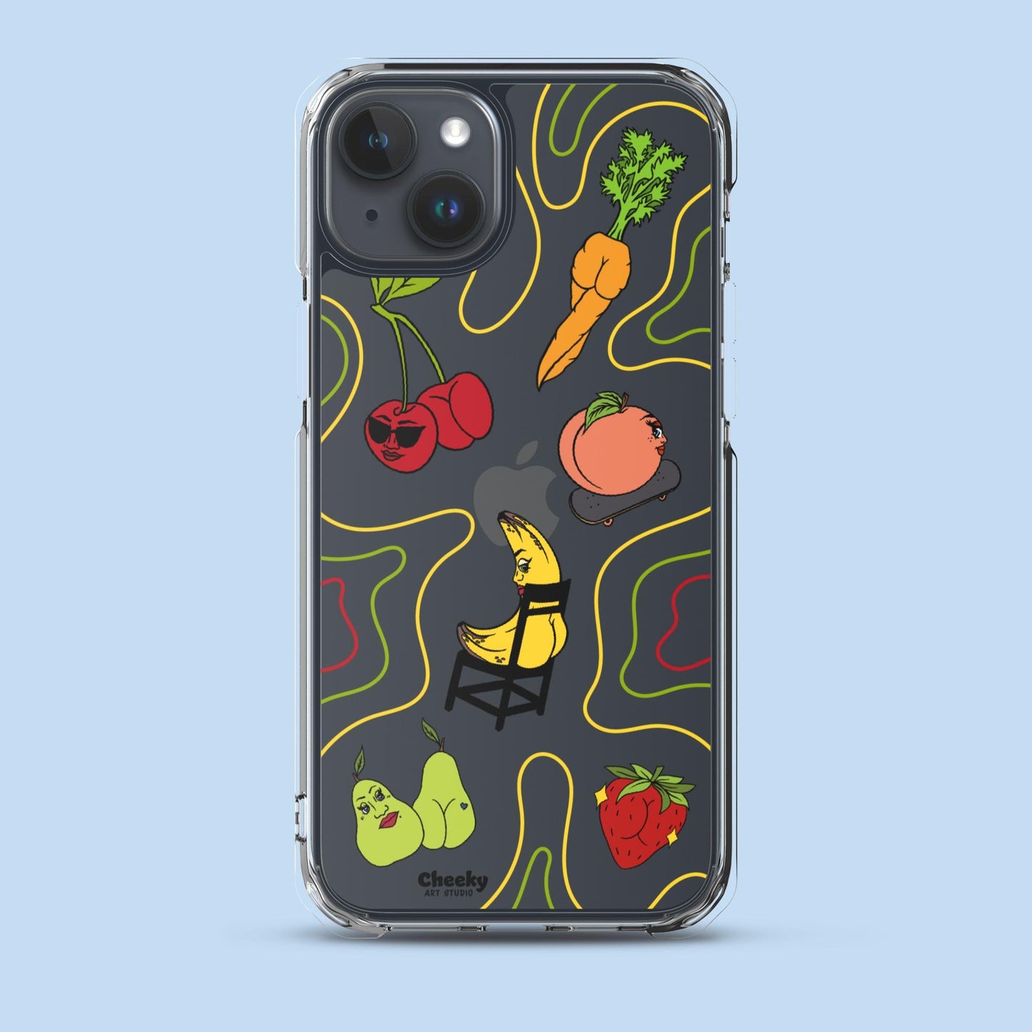 Foodie Booties Clear Phone Case - Cheeky Art Studio-banana-carrot-cherry
