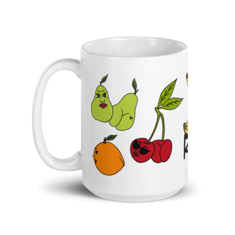 Foodie Booties 15oz Mug - Cheeky Art Studio - banana - carrot - Cherry - Mug - Portland, Oregon - Asian American Artist