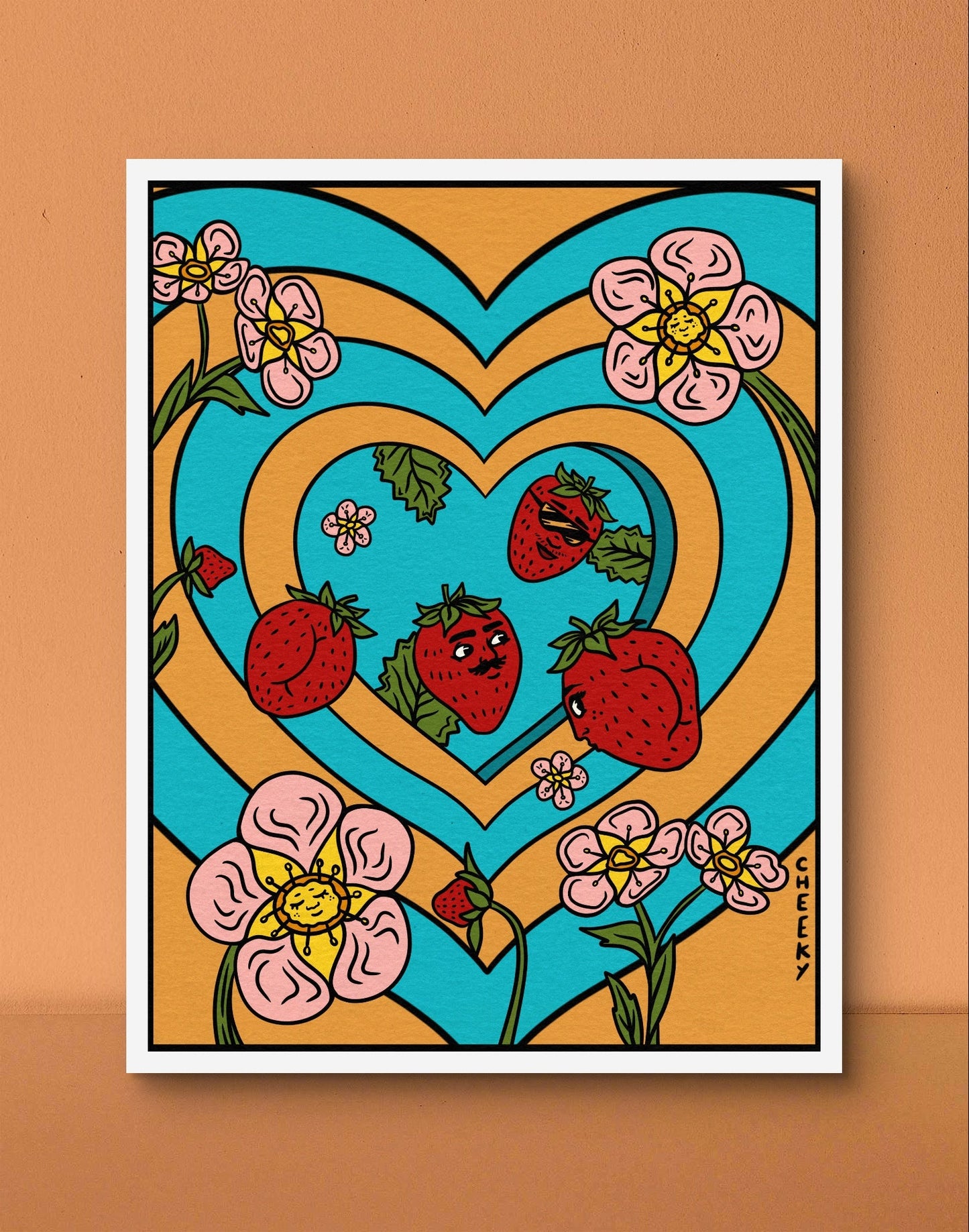 Groovy Strawbooties Art Print - Cheeky Art Studio - art - groovy - print - Artwork - Portland, Oregon - Asian American Artist