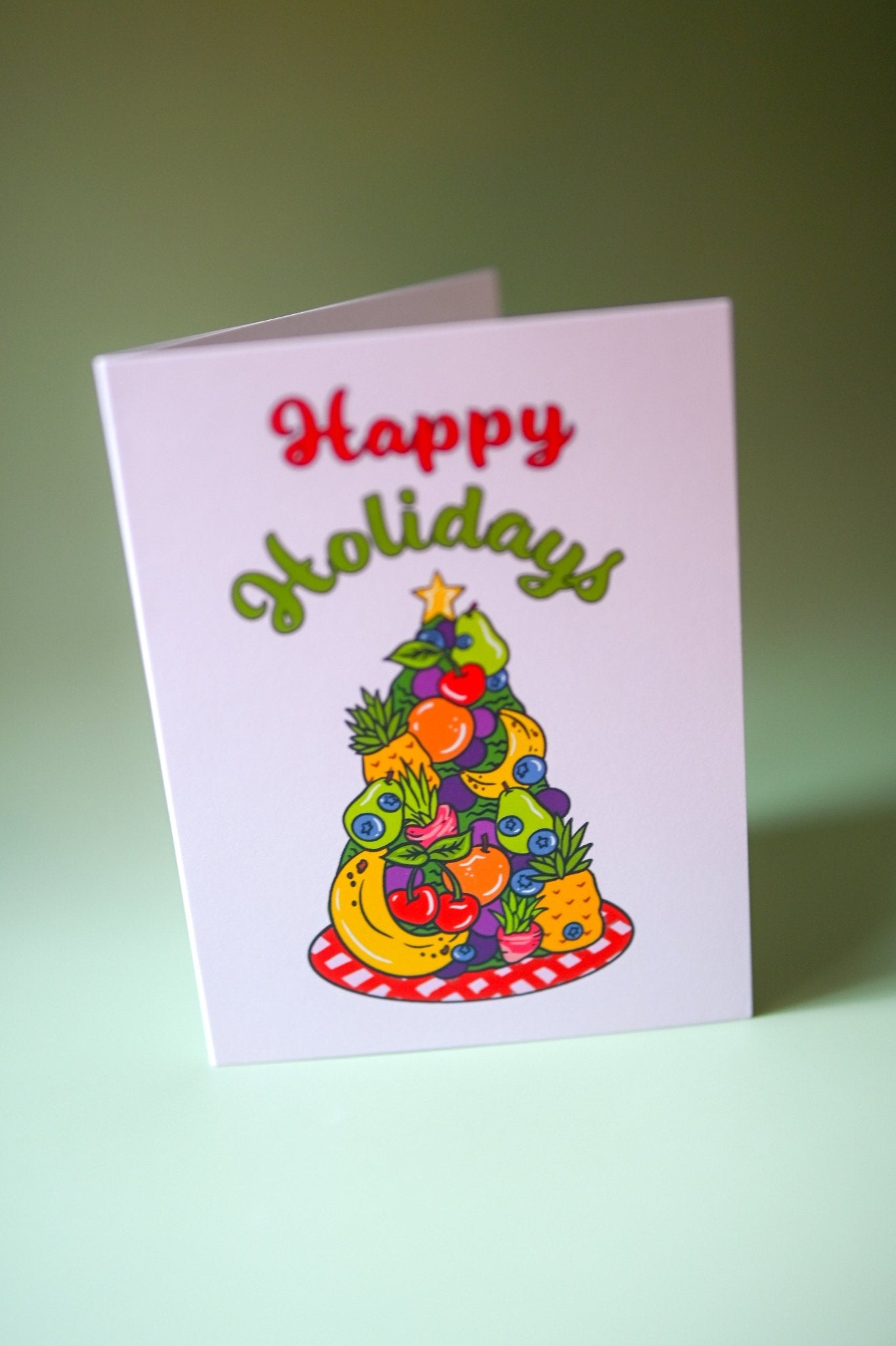 Happy Holidays Fruity Tree Card - Cheeky Art Studio - allison thompson - allisthompson - art - Greeting & Note Cards - Portland, Oregon - Asian American Artist