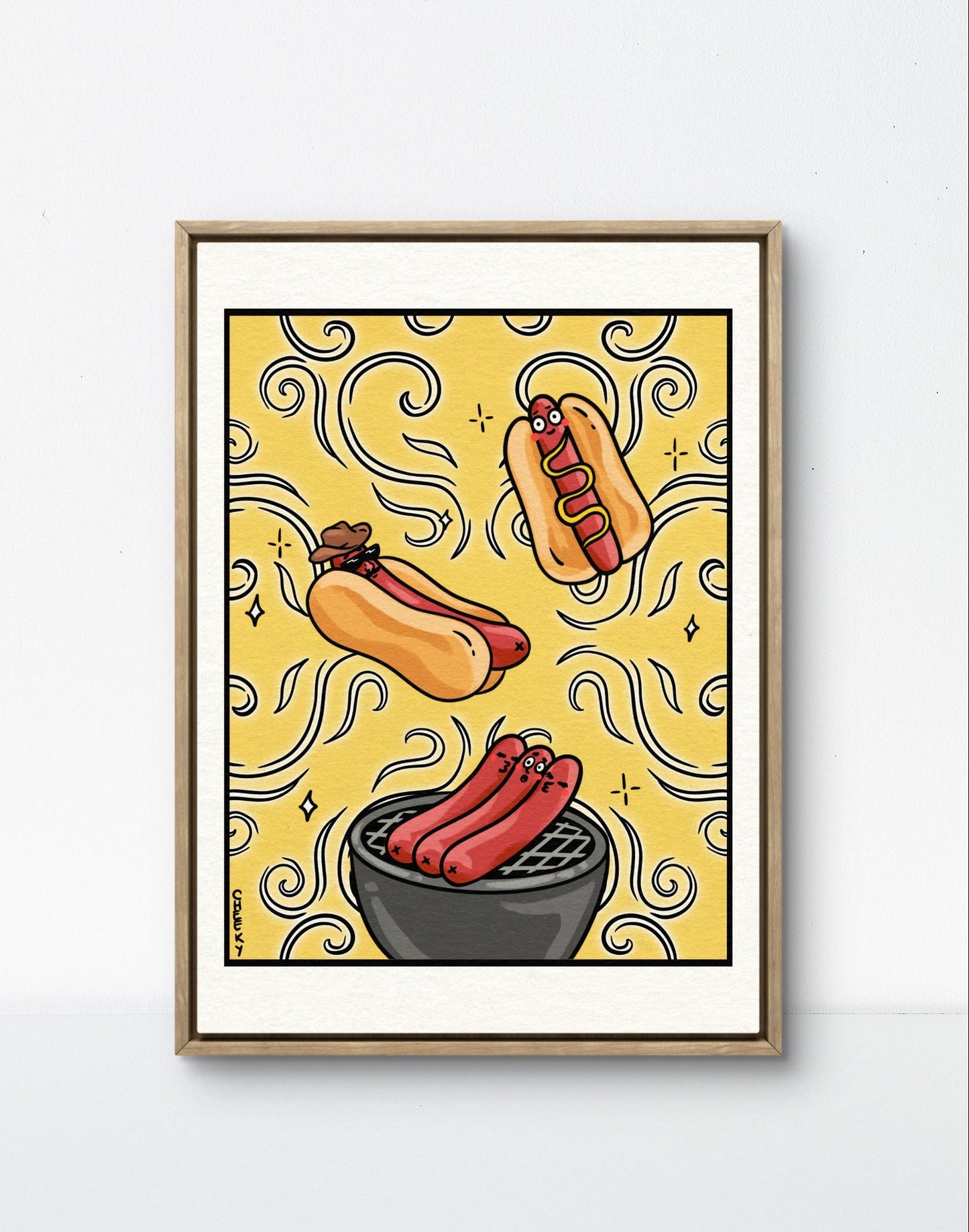 Hot Dawg Summer Art Print - Cheeky Art Studio - art - Barbeque - Bbq - Artwork - Portland, Oregon - Asian American Artist