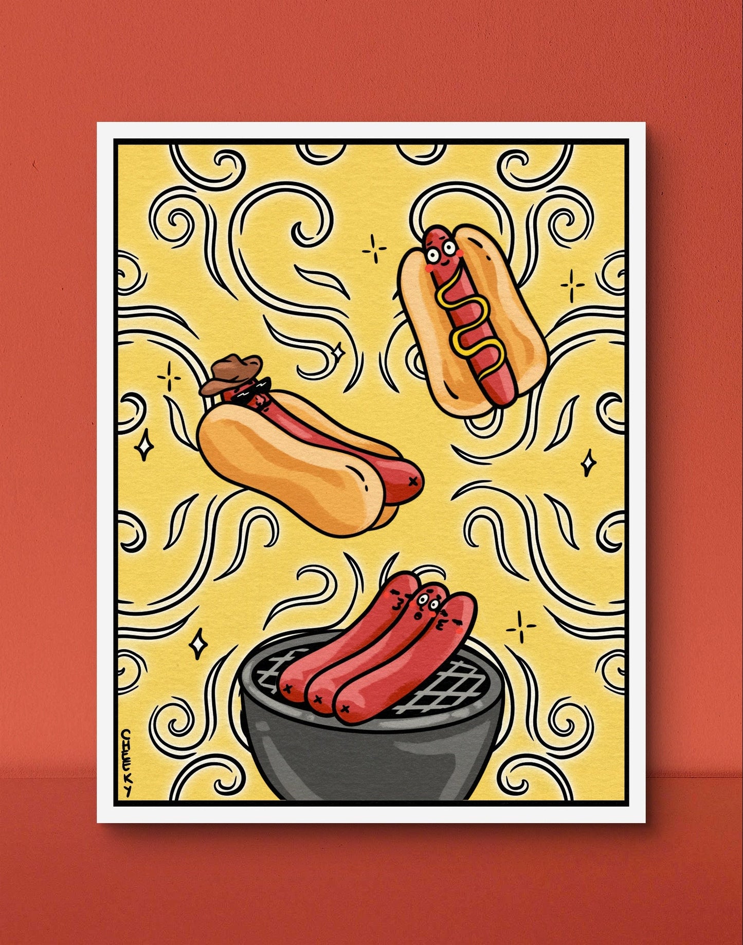 Hot Dawg Summer Art Print - Cheeky Art Studio - art - Barbeque - Bbq - Artwork - Portland, Oregon - Asian American Artist