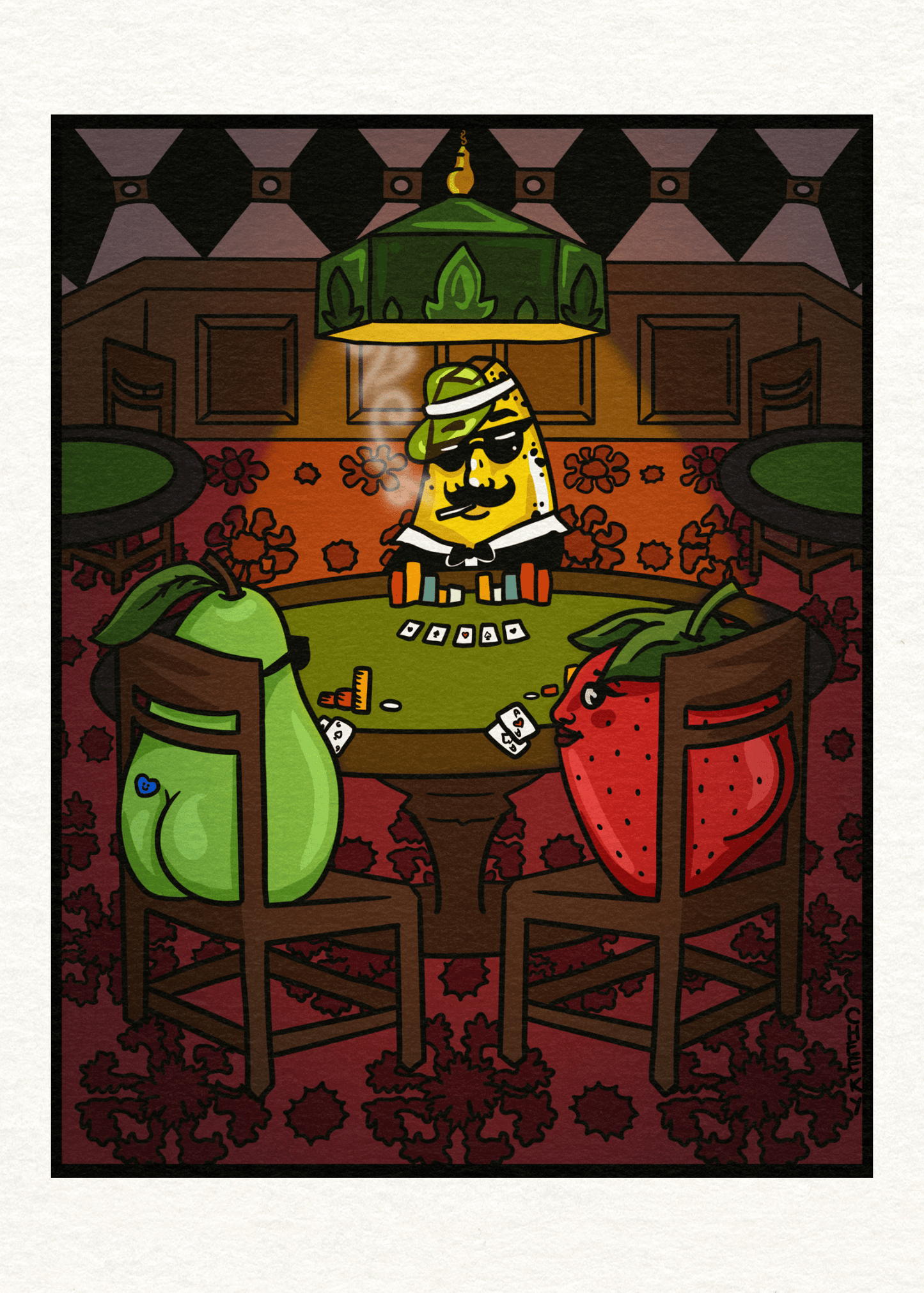 Know When To Fold Poker Art Print - Cheeky Art Studio - art - banana - banana buz - Artwork - Portland, Oregon - Asian American Artist