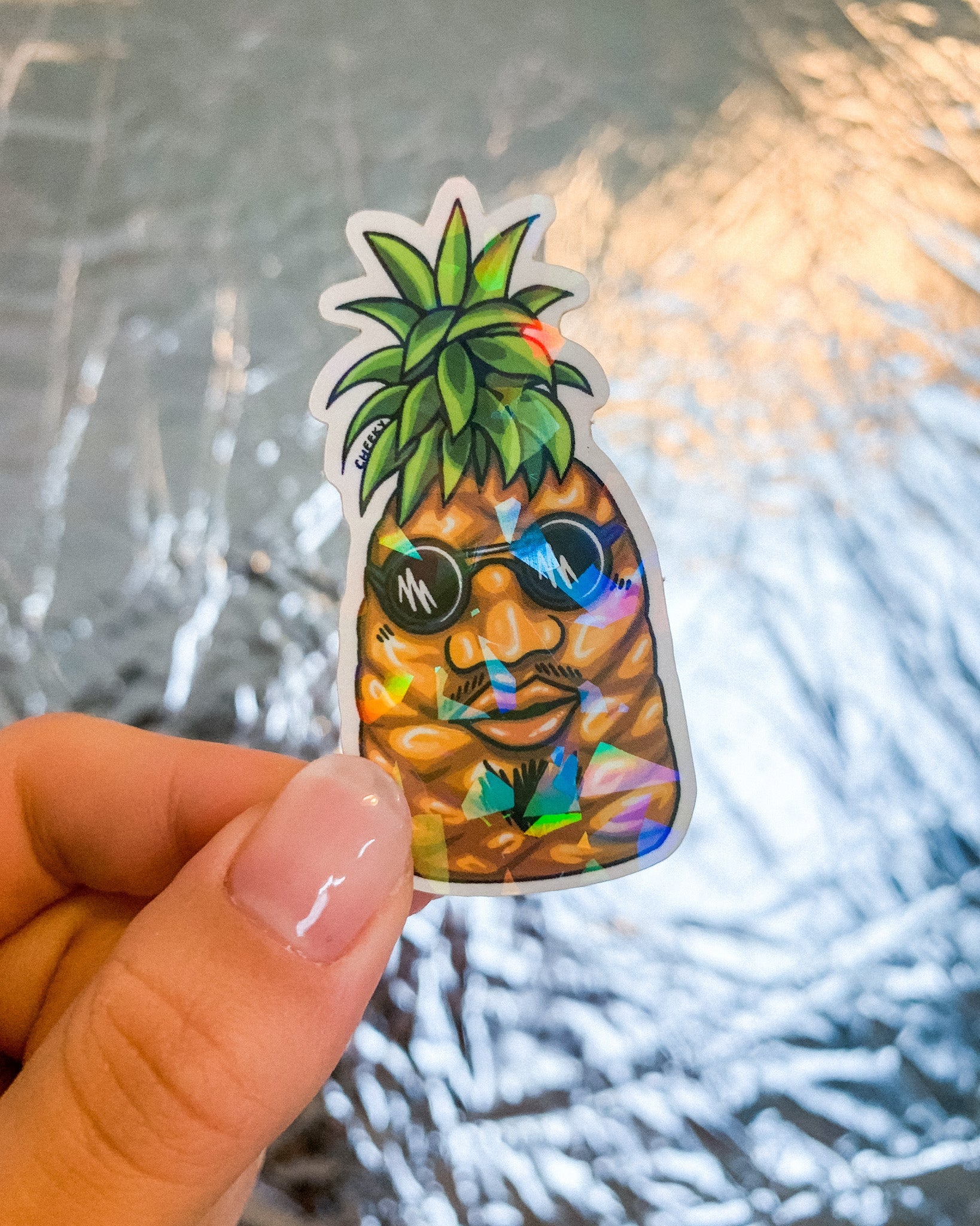 Mr. Pineapple Vinyl Sticker - Cheeky Art Studio - allison thompson - allisthompson - art - Electronics Stickers & Decals - Portland, Oregon - Asian American Artist