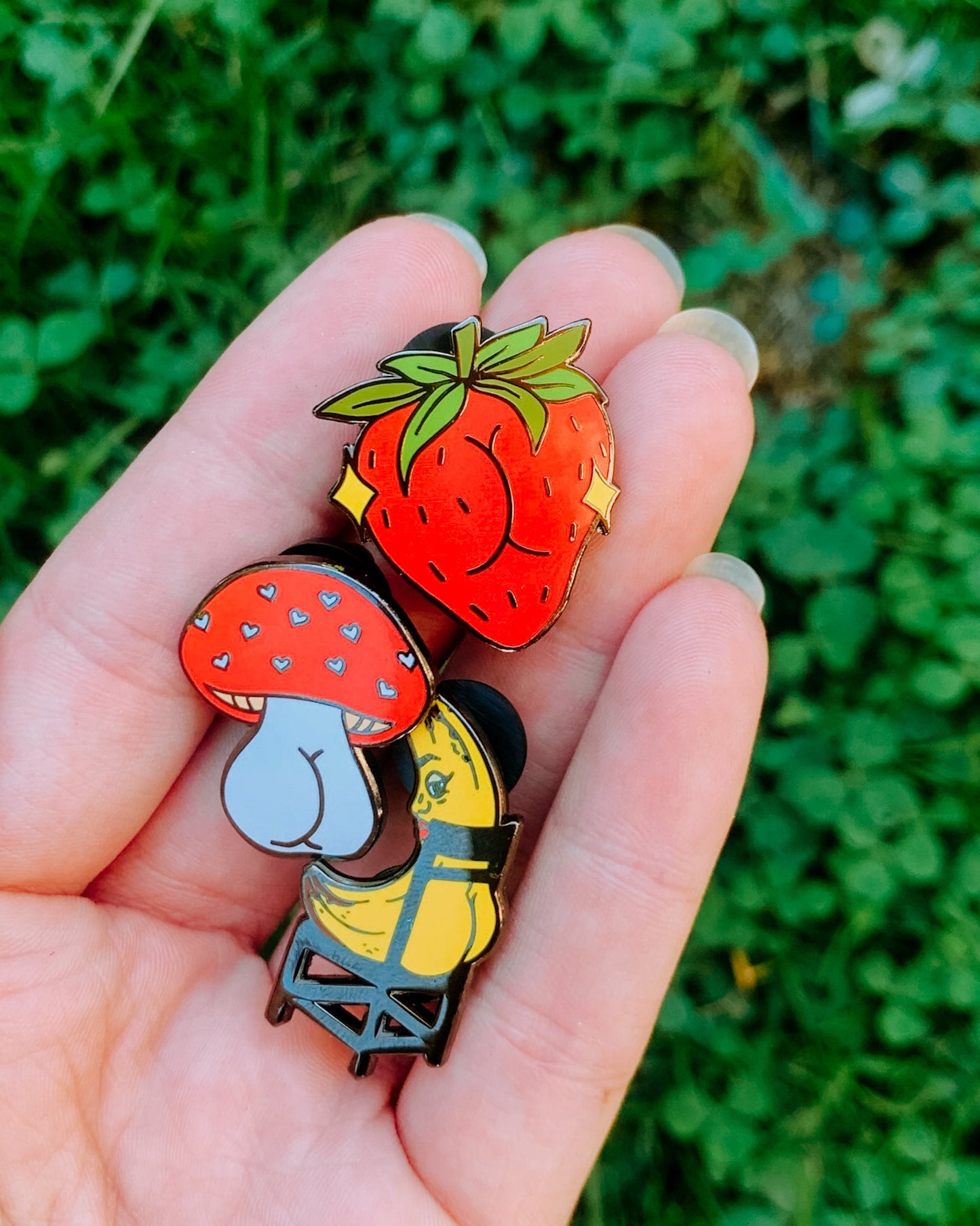 Mushroom Booty Enamel Pin - Cheeky Art Studio - mushrooms - pin - Enamel Pins - Portland, Oregon - Asian American Artist