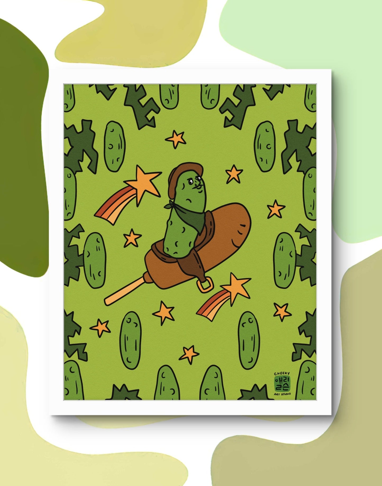 Pickle World Domination Art Print - Cheeky Art Studio - art - Corn dog - Corndog - Artwork - Portland, Oregon - Asian American Artist