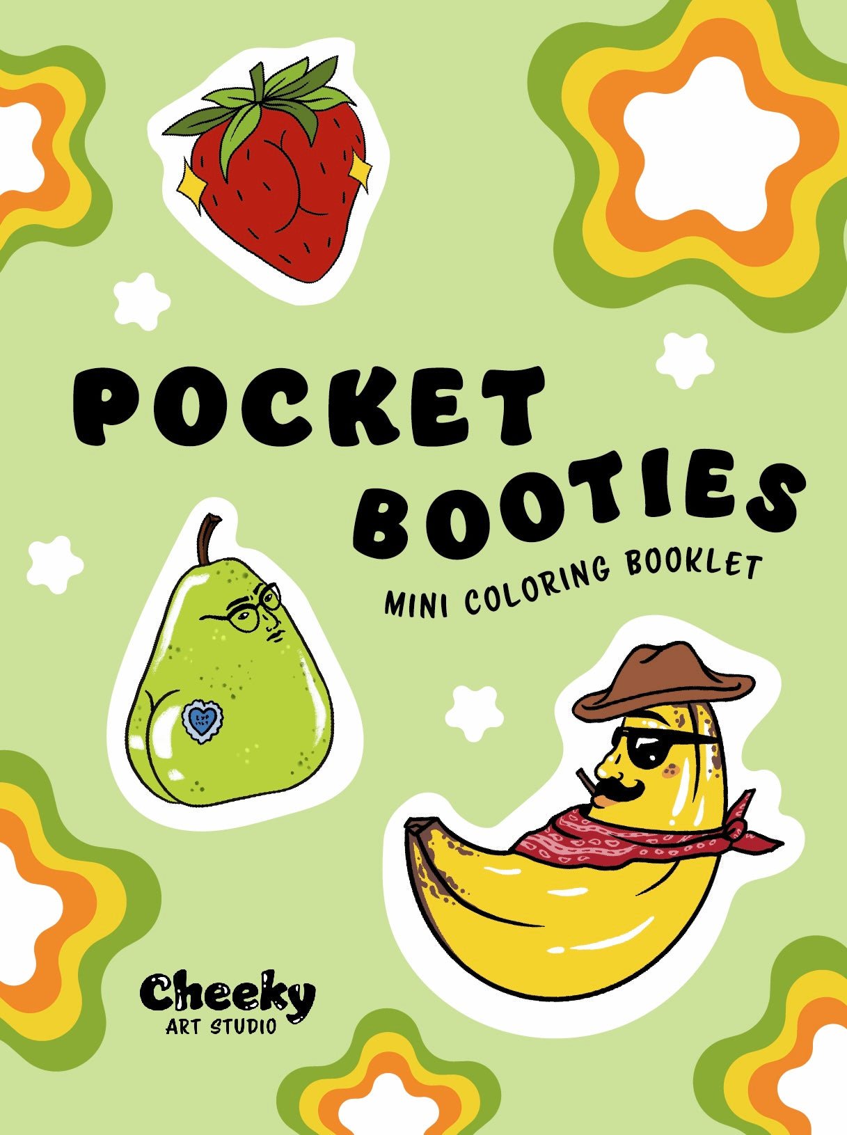 Pocket Booties Mini Coloring Booklet - Cheeky Art Studio - Apple - bakery - banana - Coloring Book - Portland, Oregon - Asian American Artist