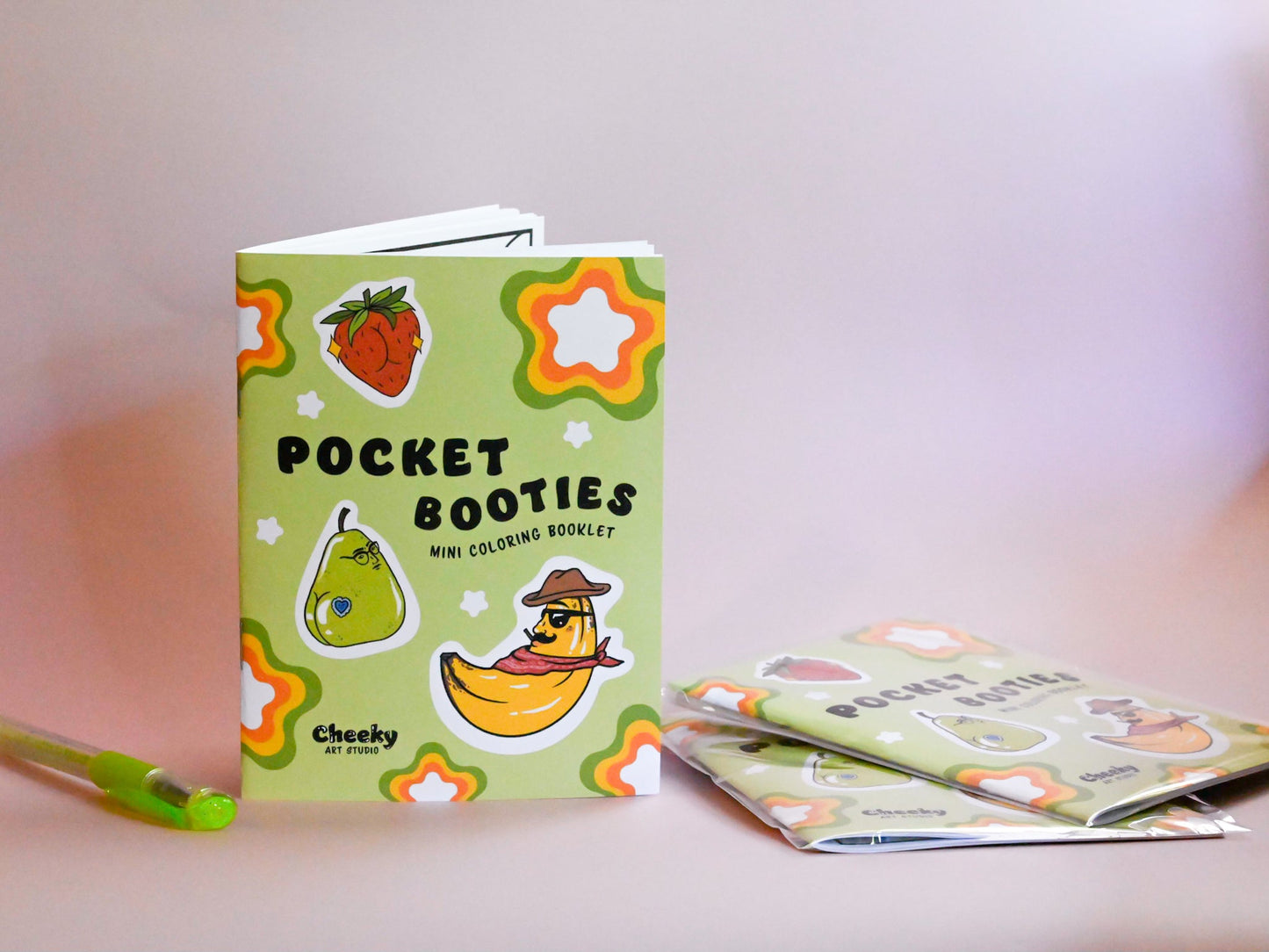 Pocket Booties Mini Coloring Booklet - Cheeky Art Studio - Apple - bakery - banana - Coloring Book - Portland, Oregon - Asian American Artist