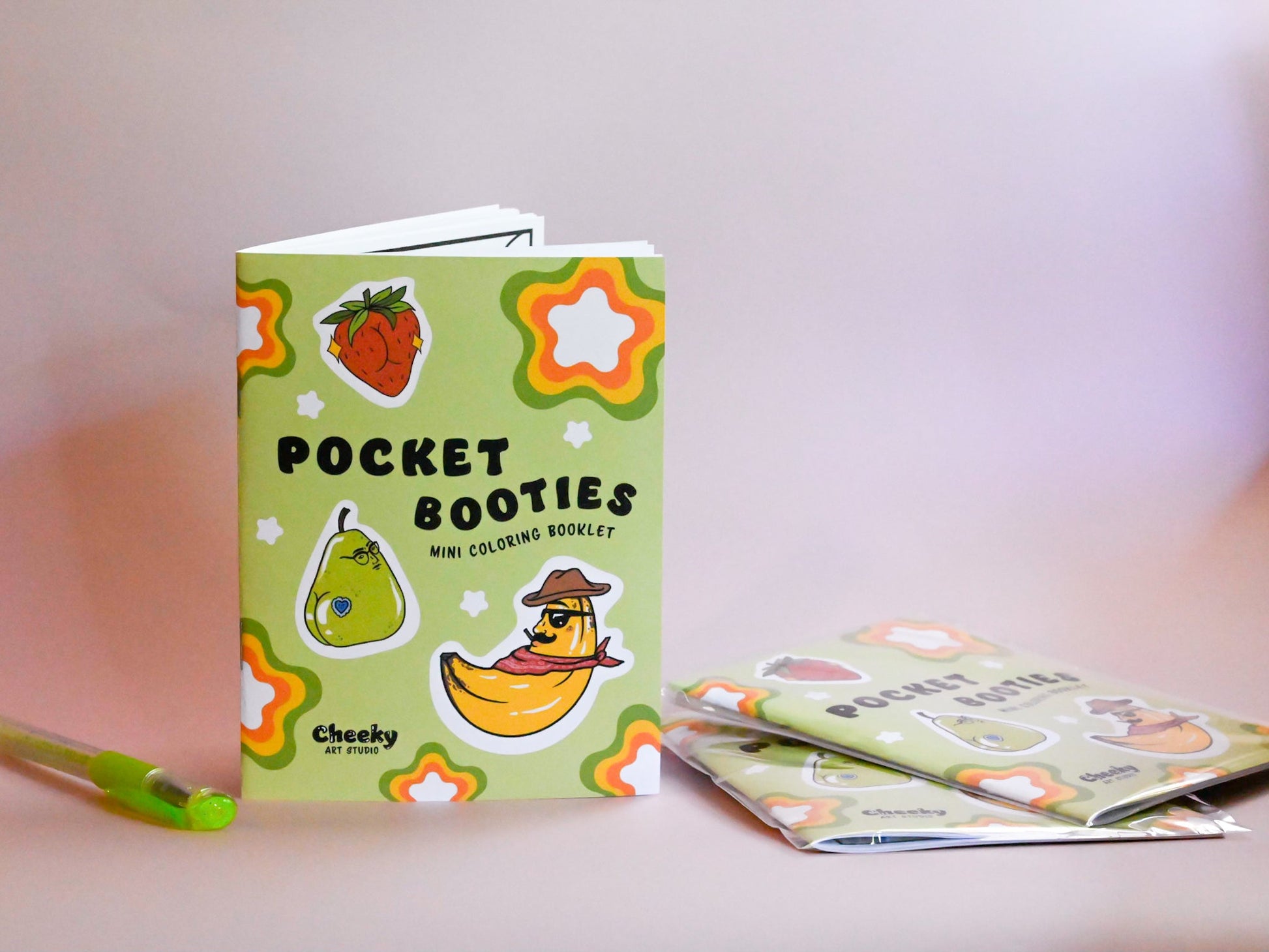 Pocket Booties Mini Coloring Booklet - Cheeky Art Studio - Apple - bakery - banana - Coloring Book - Portland, Oregon - Asian American Artist