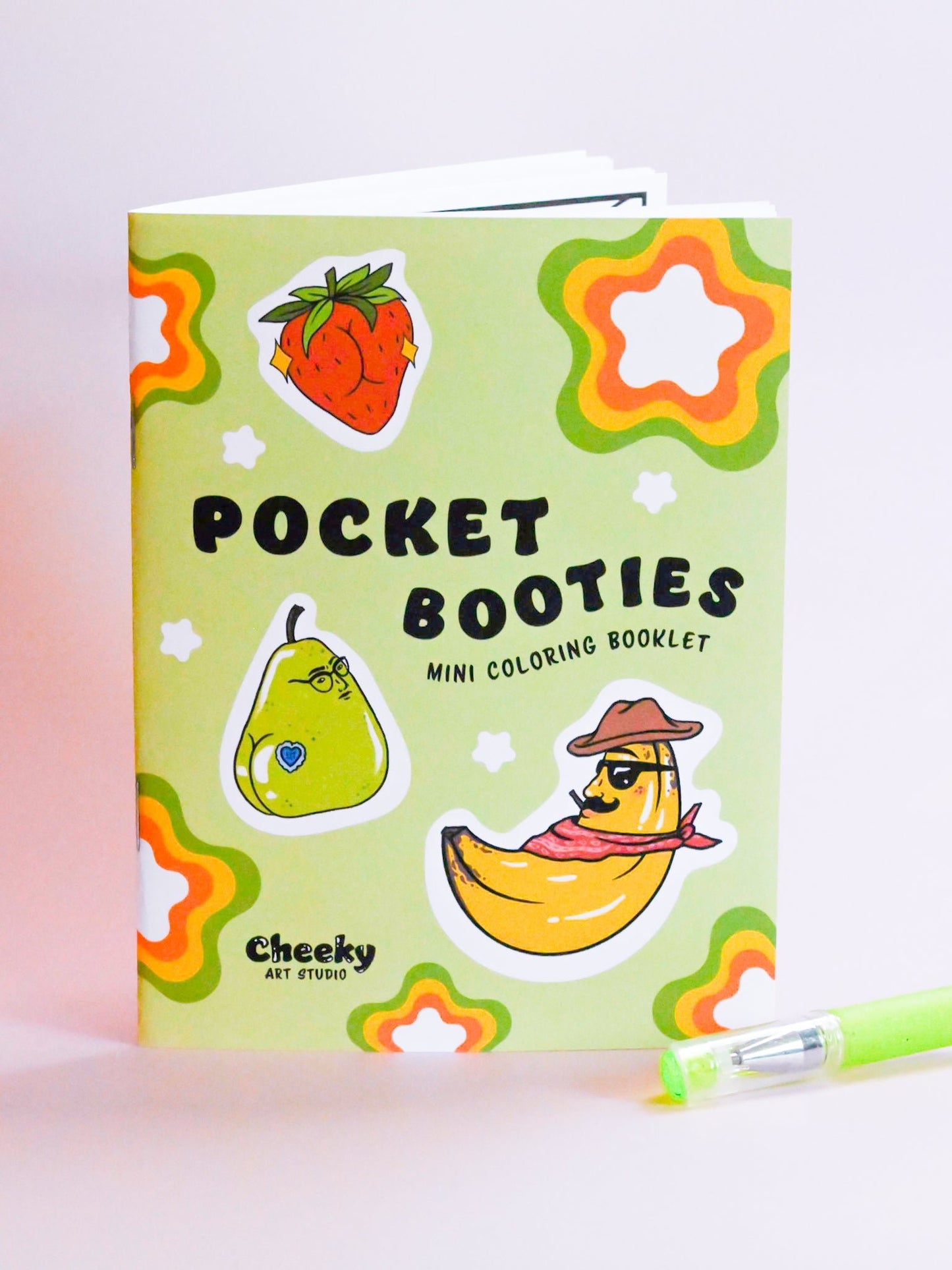 Pocket Booties Mini Coloring Booklet - Cheeky Art Studio - Apple - bakery - banana - Coloring Book - Portland, Oregon - Asian American Artist