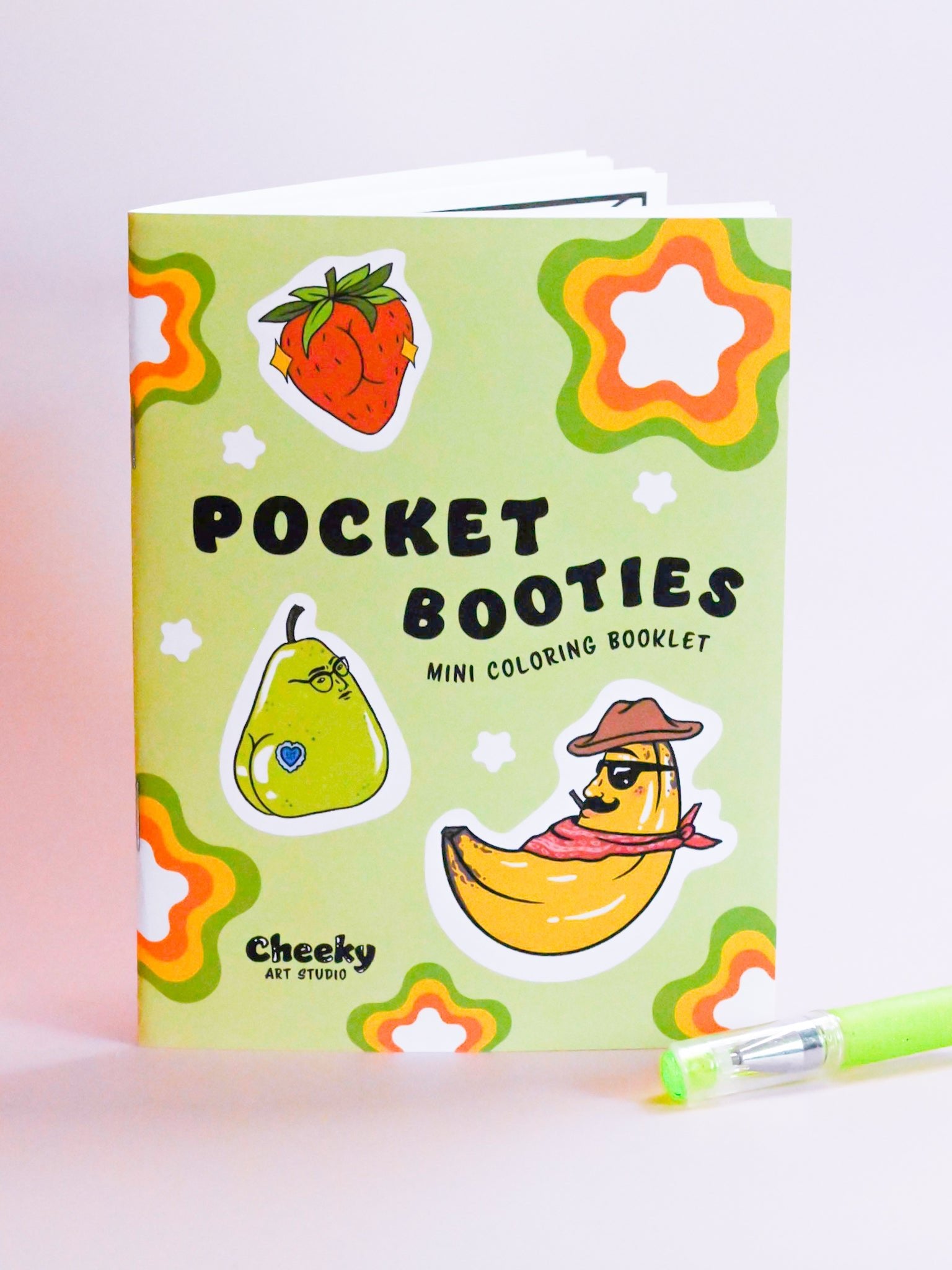 Pocket Booties Mini Coloring Booklet - Cheeky Art Studio - Apple - bakery - banana - Coloring Book - Portland, Oregon - Asian American Artist