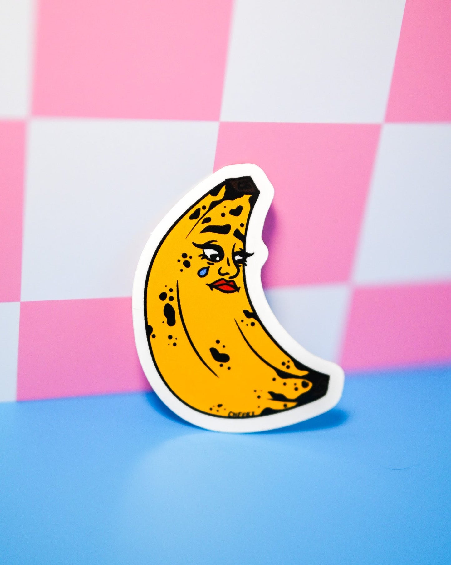 Sad Nanner Vinyl Sticker - Cheeky Art Studio - allison thompson - allisthompson - art - Electronics Stickers & Decals - Portland, Oregon - Asian American Artist