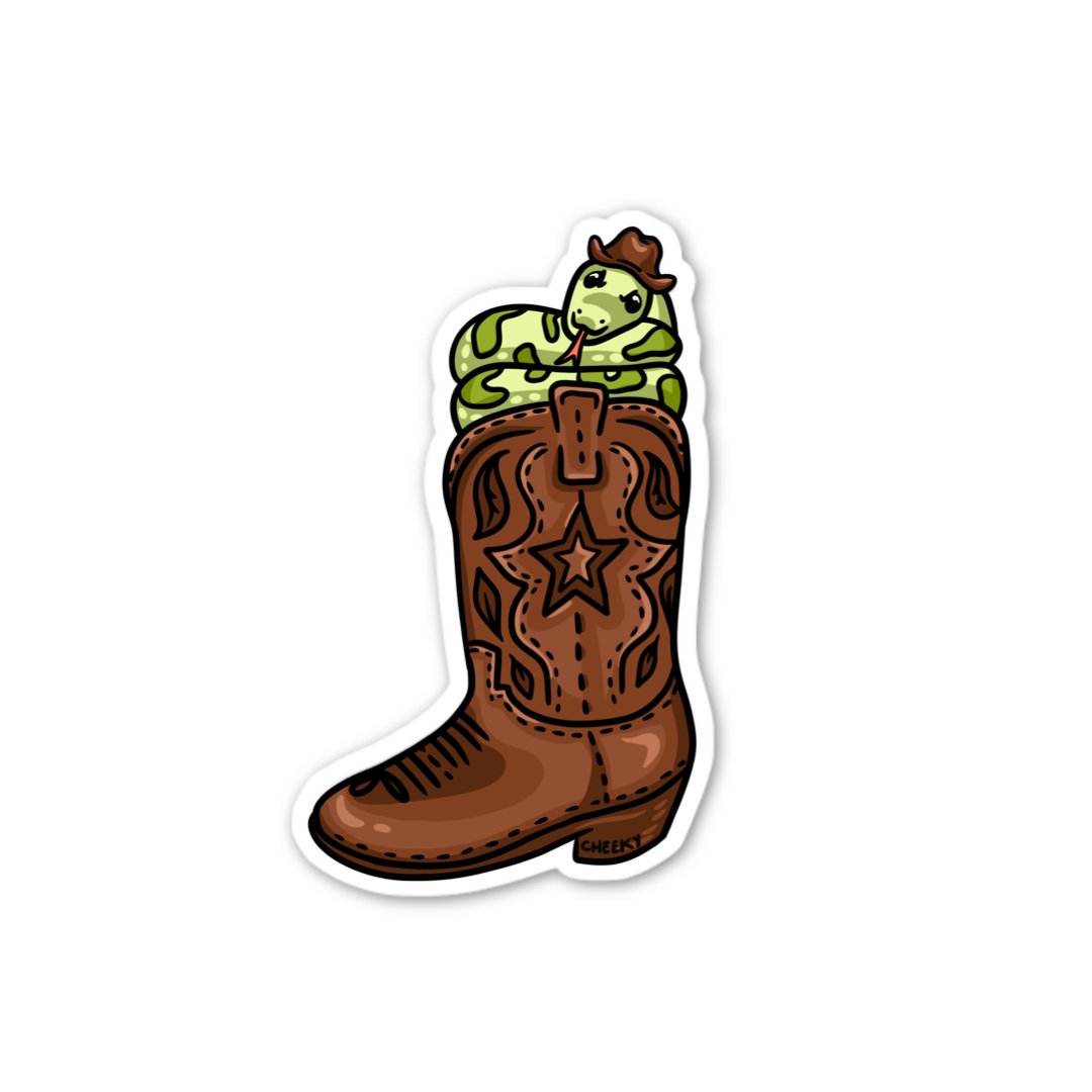 Snake In Boot! Vinyl Sticker - Cheeky Art Studio - allison thompson - allisthompson - art - Electronics Stickers & Decals - Portland, Oregon - Asian American Artist