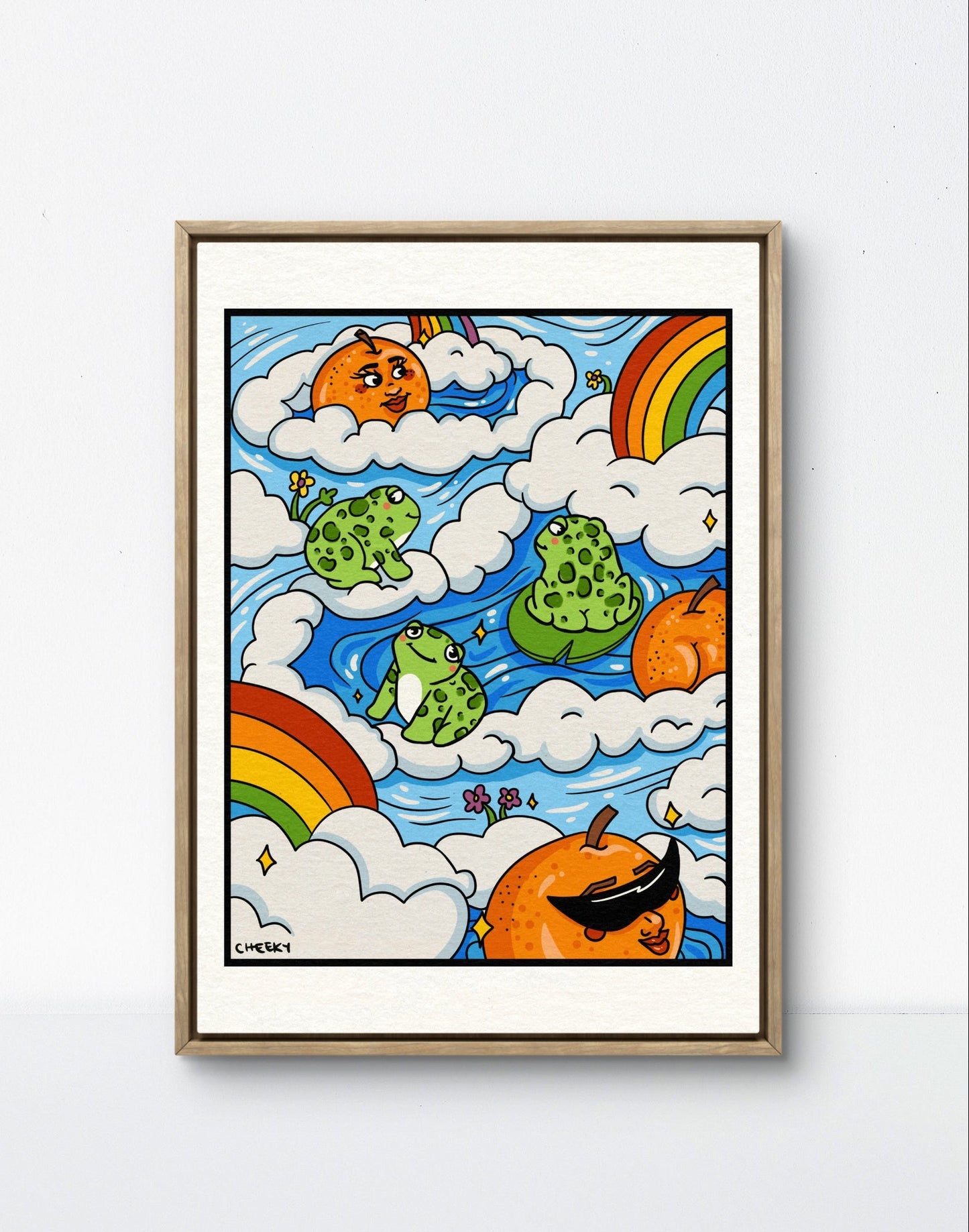 Splish Splash Art Print - Cheeky Art Studio - art - Frog - orange - Artwork - Portland, Oregon - Asian American Artist