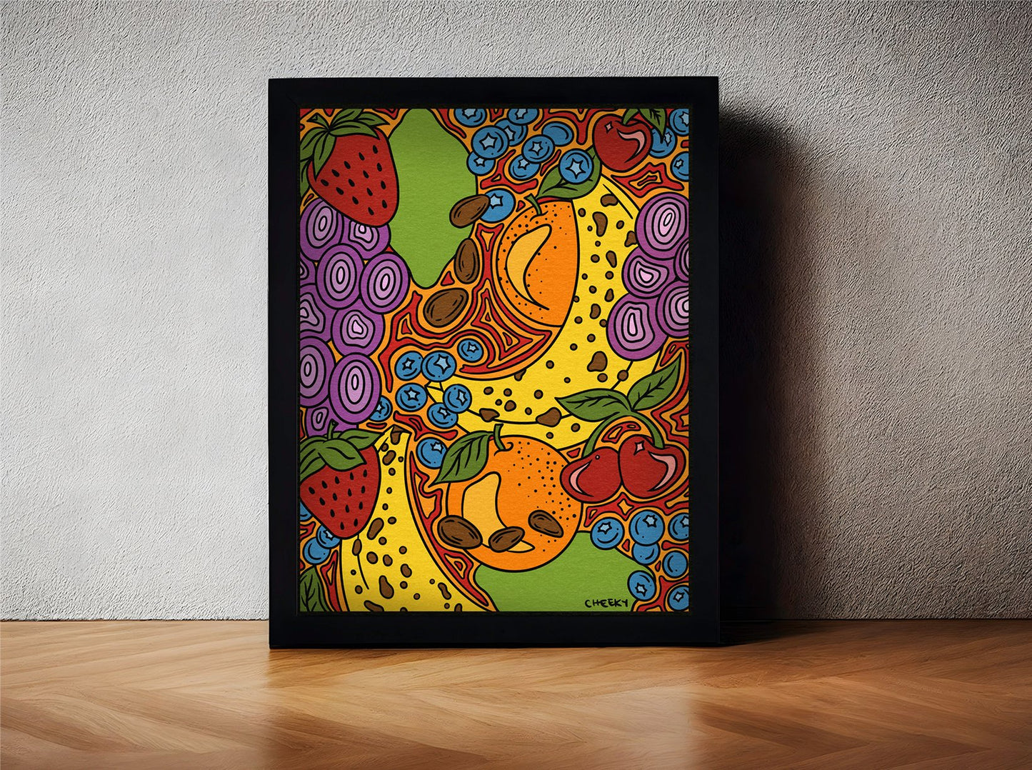 Trippy Fruits Art Print - Cheeky Art Studio - art - banana - cherry - Artwork - Portland, Oregon - Asian American Artist