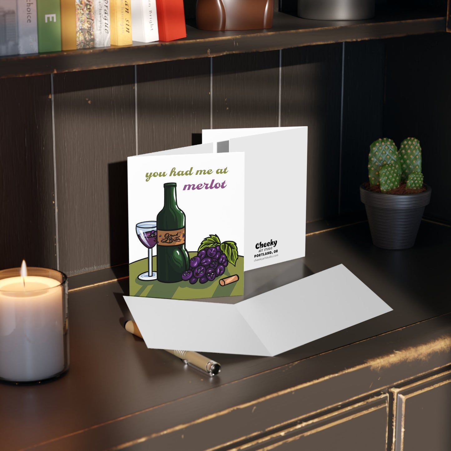 You Had Me At Merlot Wine Lovers Card - Cheeky Art Studio - allison thompson - allisthompson - art - Greeting & Note Cards - Portland, Oregon - Asian American Artist
