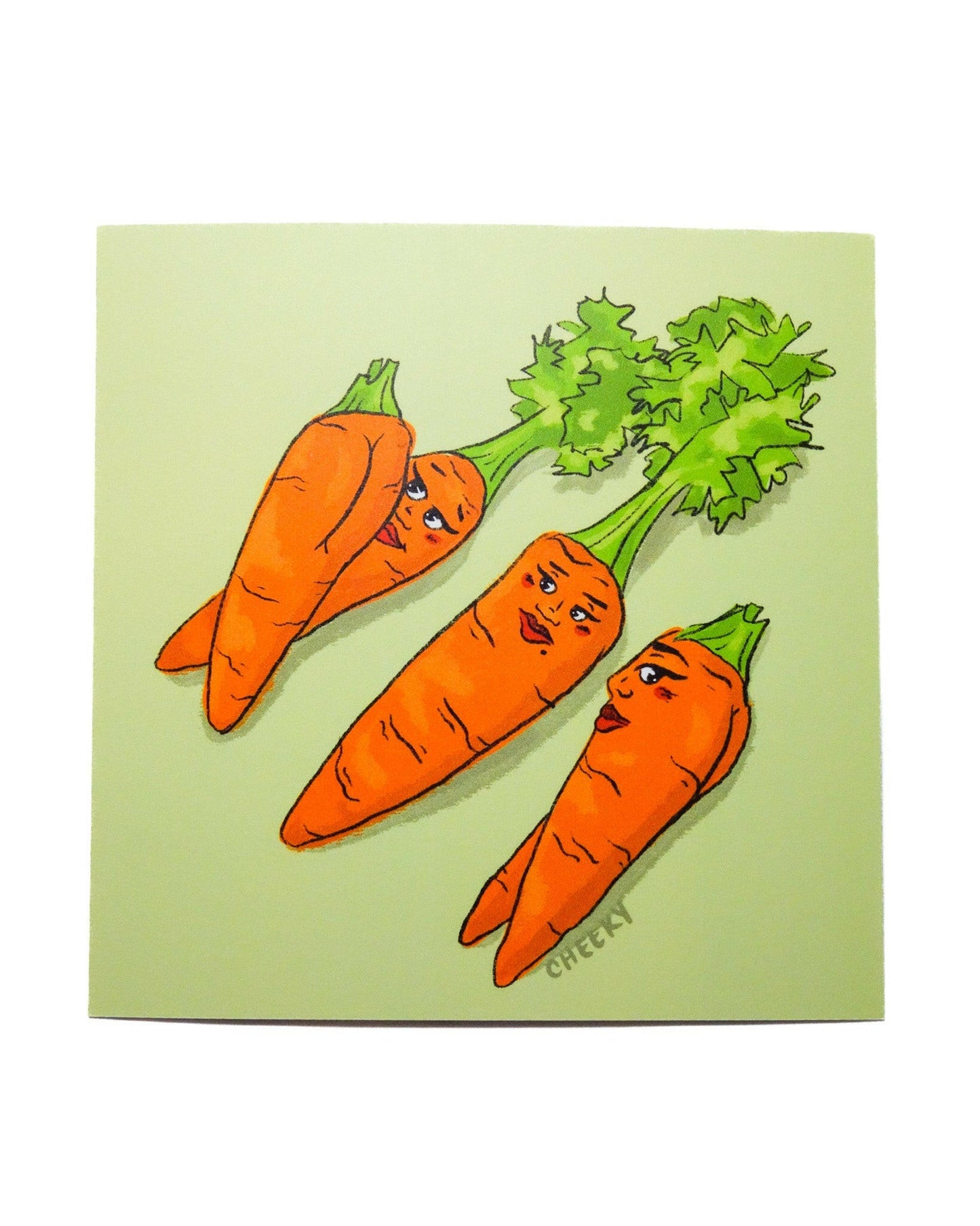 Carrot Gals Postcard - Cheeky Art Studio - allison thompson - allisthompson - art - Greeting & Note Cards - Portland, Oregon - Asian American Artist