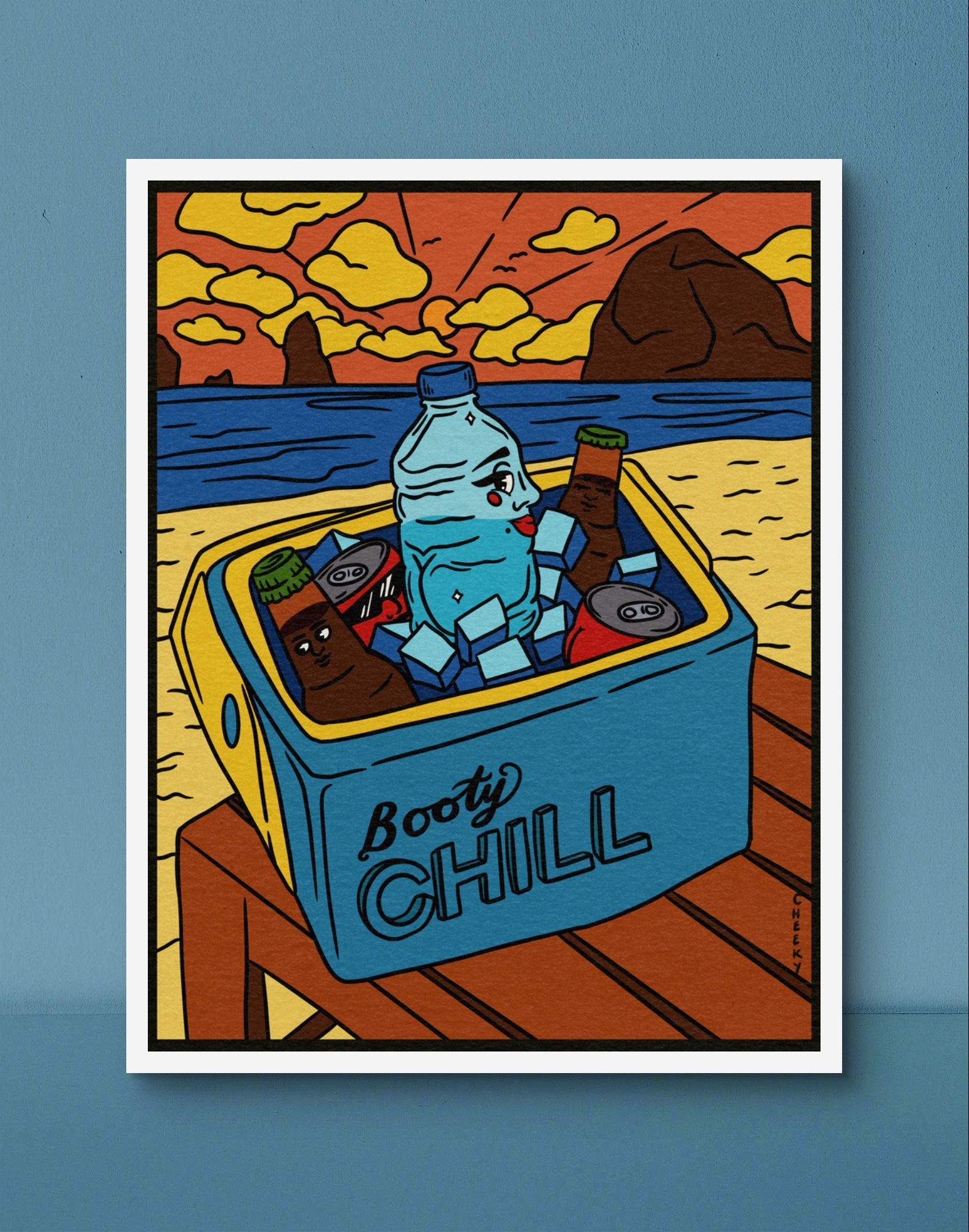 Booty Chillin At The Coast Art Print - Cheeky Art Studio - art - Beach - cannon beach - Artwork - Portland, Oregon - Asian American Artist