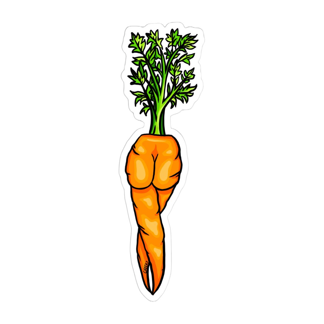 Carrot Gal Full Booty Vinyl Sticker - Cheeky Art Studio - allison thompson - allisthompson - art - Electronics Stickers & Decals - Portland, Oregon - Asian American Artist