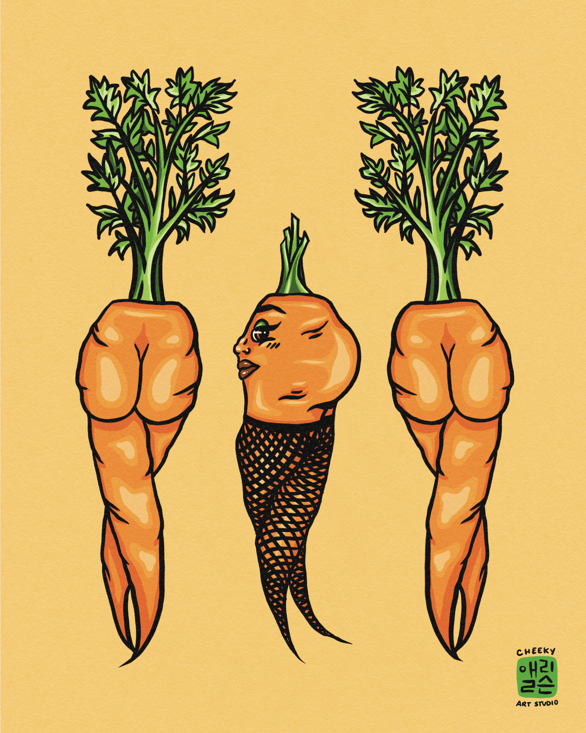 Carrot Gals Art Print - Cheeky Art Studio - art - carrot - print - Artwork - Portland, Oregon - Asian American Artist