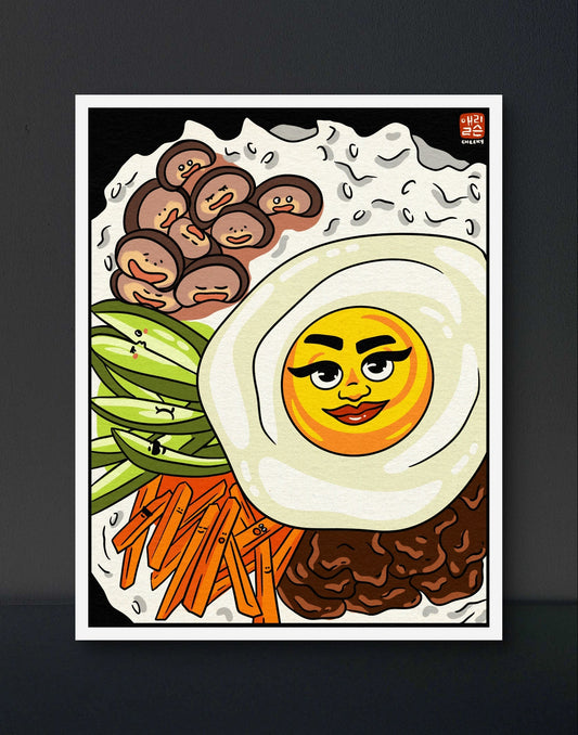 Cheeky Bibimbap Art Print - Cheeky Art Studio - art - korean - mushies - Artwork - Portland, Oregon - Asian American Artist