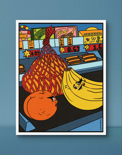 Cheeky Grocery Run Art Print - Cheeky Art Studio - art - banana - groceries - Artwork - Portland, Oregon - Asian American Artist