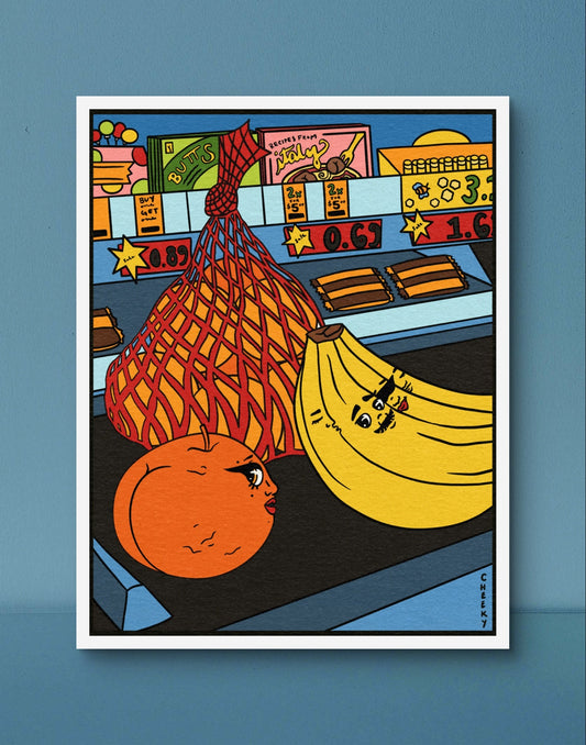 Cheeky Grocery Run Art Print - Cheeky Art Studio - art - banana - groceries - Artwork - Portland, Oregon - Asian American Artist