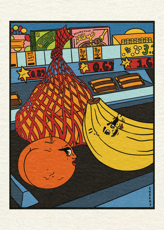 Cheeky Grocery Run Art Print - Cheeky Art Studio-art-banana-groceries