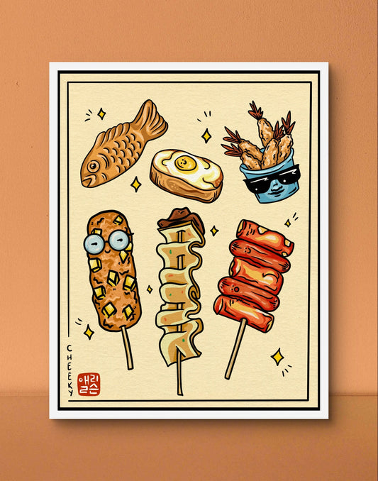 Cheeky Korean Foodies Art Print - Cheeky Art Studio - art - korean - print - Artwork - Portland, Oregon - Asian American Artist