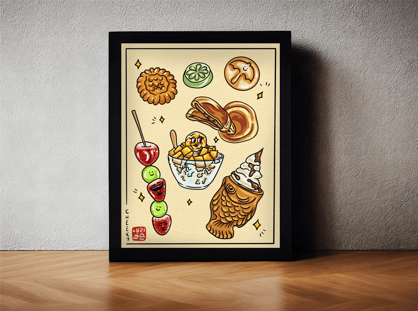 Cheeky Korean Sweet Treats Art Print - Cheeky Art Studio - art - banana - groceries - Artwork - Portland, Oregon - Asian American Artist
