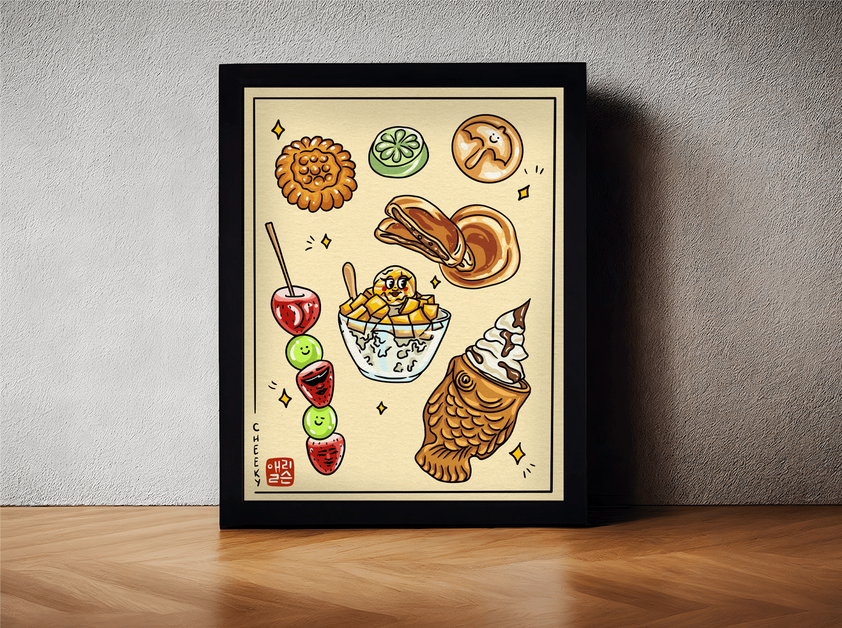 Cheeky Korean Sweet Treats Art Print - Cheeky Art Studio - art - banana - groceries - Artwork - Portland, Oregon - Asian American Artist