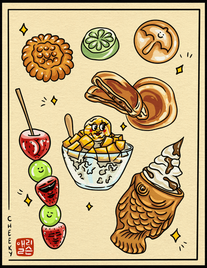 Cheeky Korean Sweet Treats Art Print - Cheeky Art Studio - art - banana - groceries - Artwork - Portland, Oregon - Asian American Artist